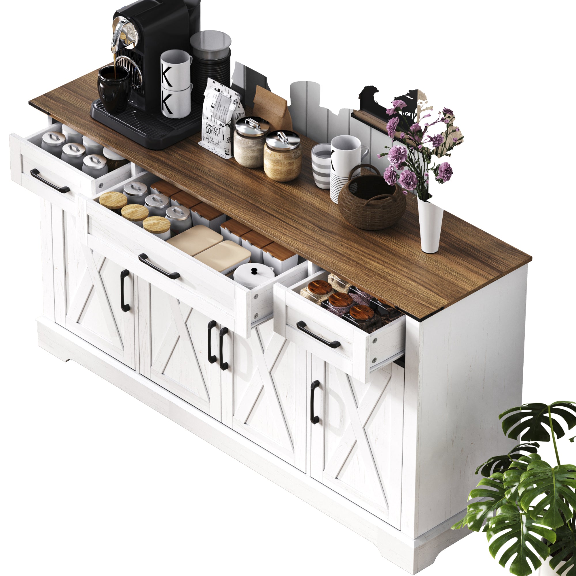 [variant:N853P444963W] 55-Inch Farmhouse Buffet Cabinet with Drawers image 33