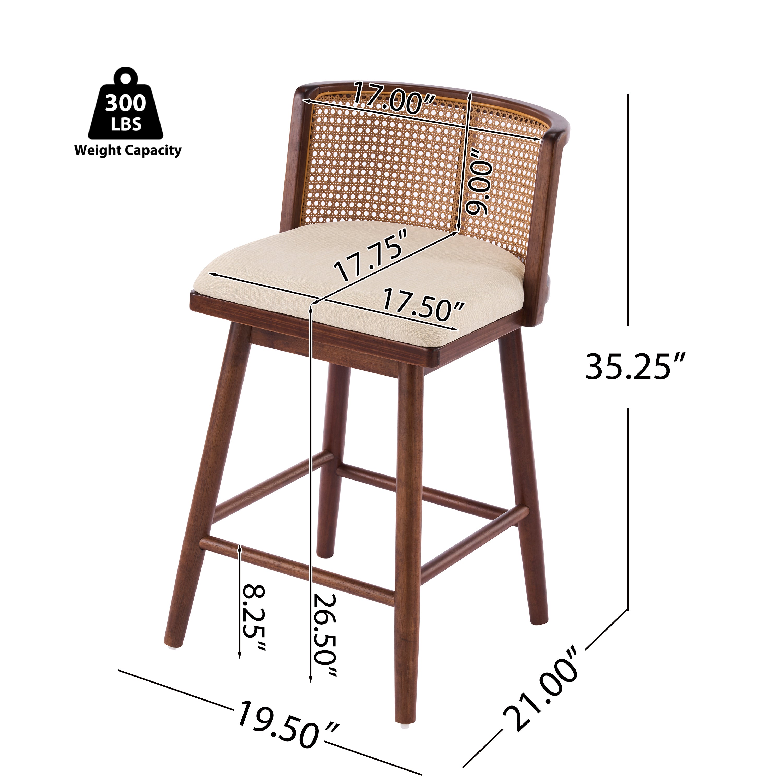 [variant:N897P439538D] Talia Rattan Counter Chairs – Set of 2 image 4