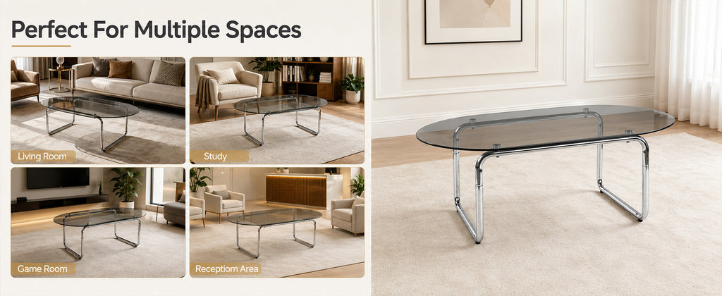 Curved Tempered-Glass Coffee Table — [variant:W3738P499158] Grey image 11