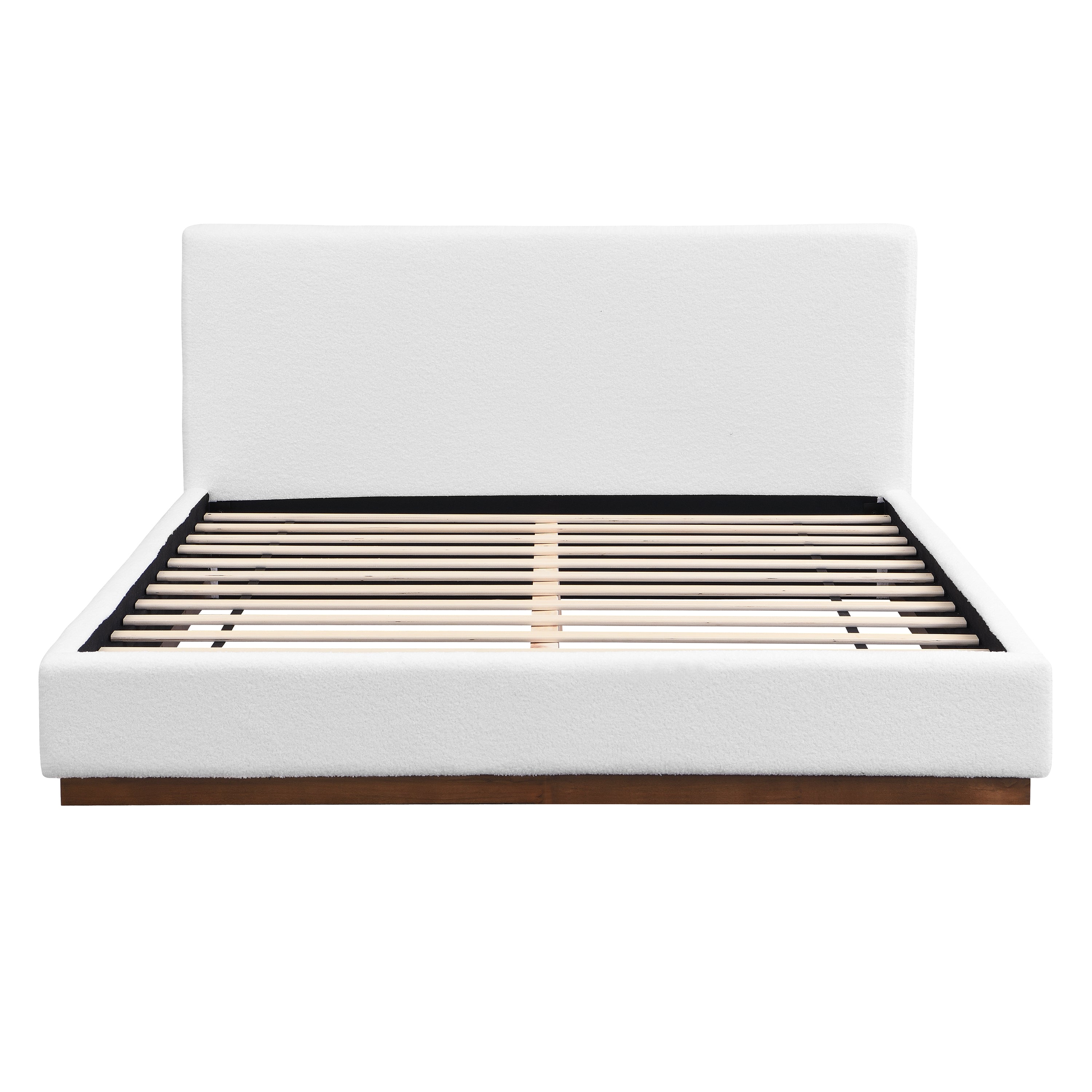 [variant:N891Q440165A] Queen Bouclé Platform Bed with Solid Wood Base – White image 5