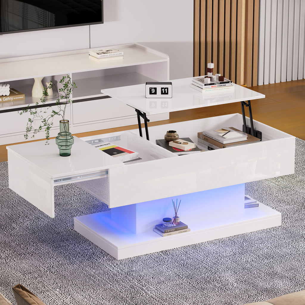 [variant:N892P407974W] High-Gloss Lift-Top Coffee Table with LED Lights image 28