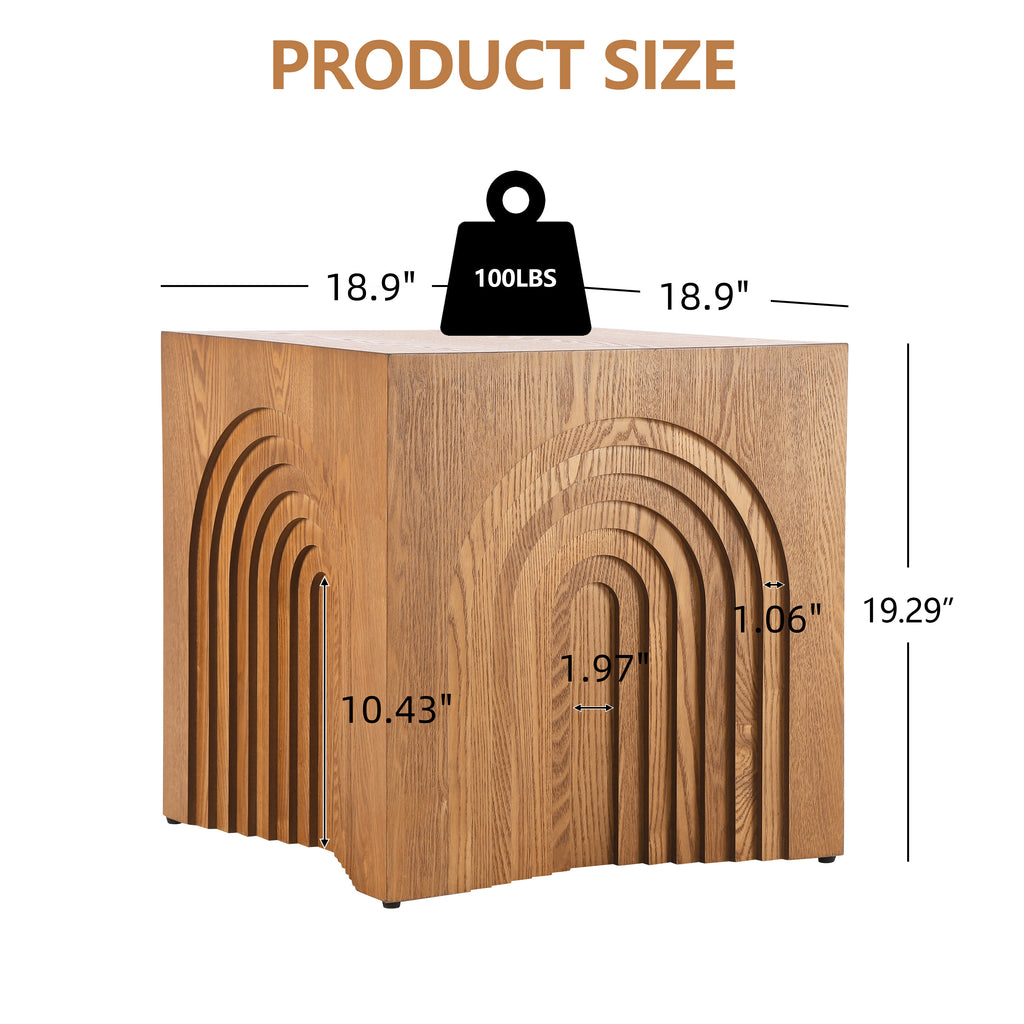 Round Wood End Table — [variant:N876P386371D] Natural & Light Brown image 2