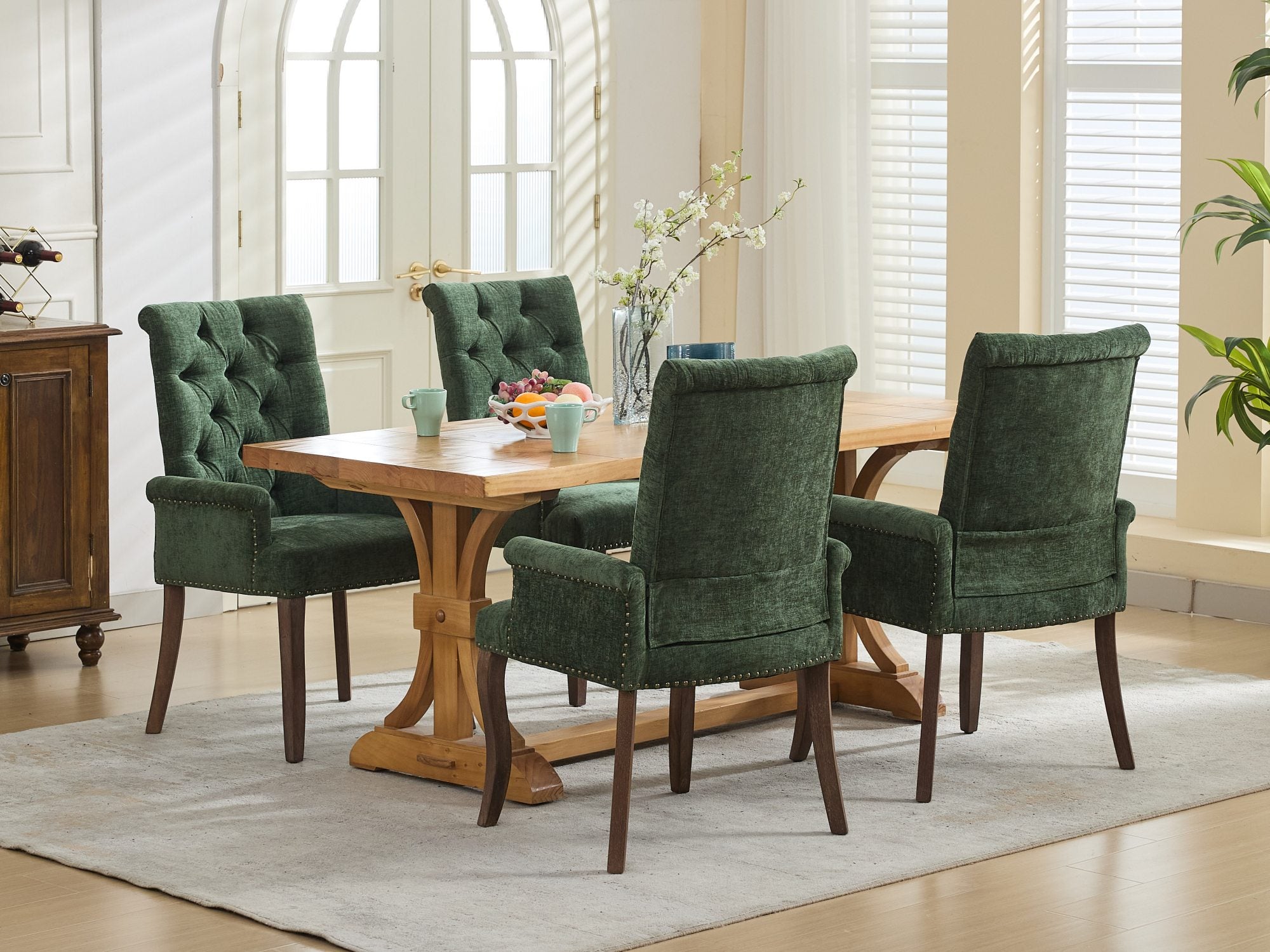 [variant:W5755P503872] Tufted Chenille Dining Armchair – Olive Green image 26