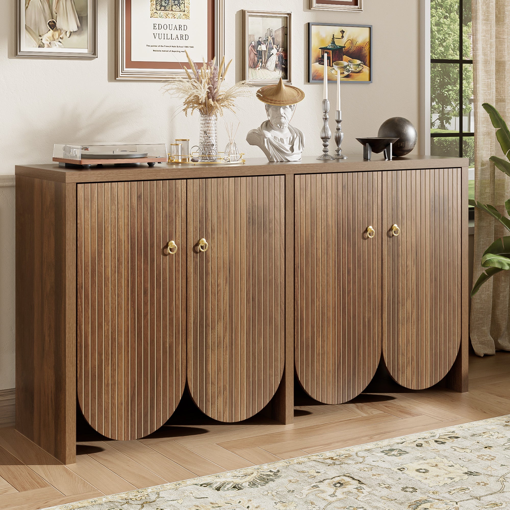 [variant:GA0002N] Fluted 4-Door Sideboard – Walnut image 8
