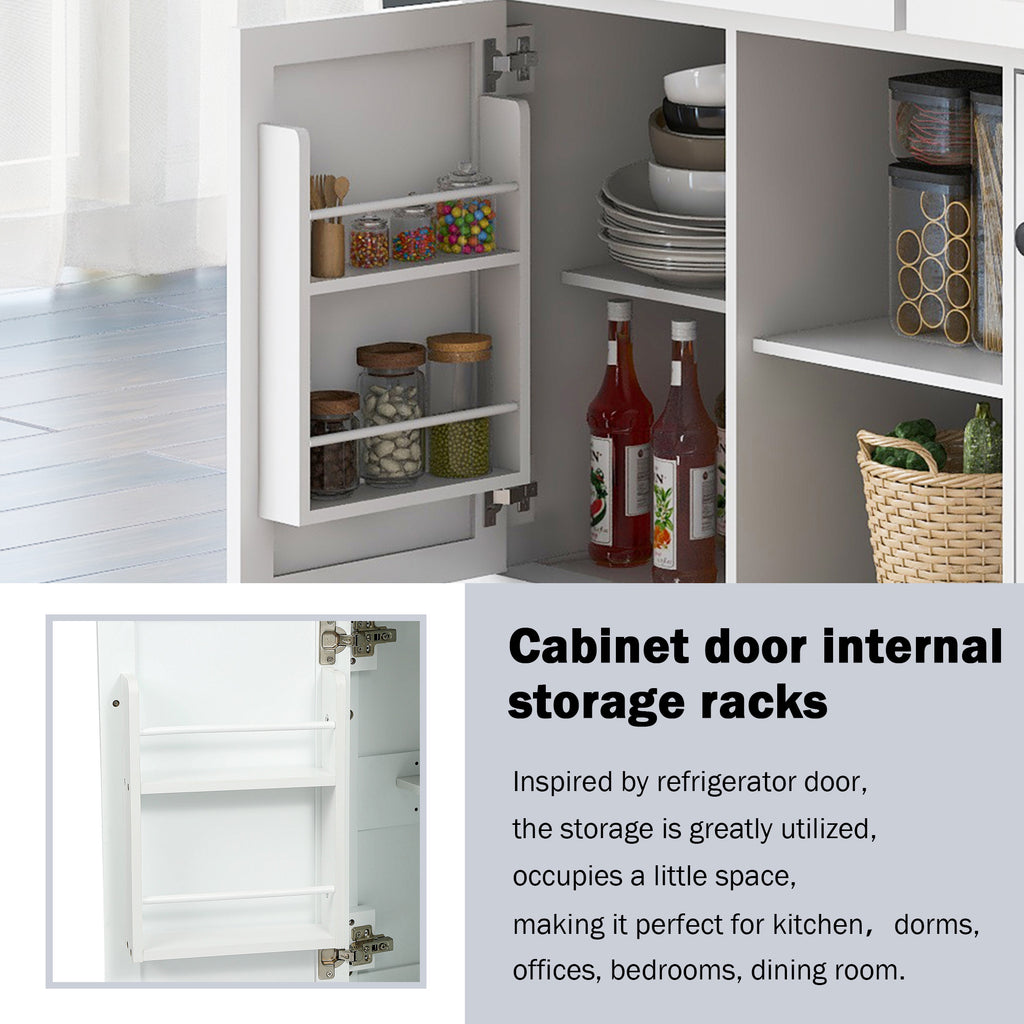 [variant:N853P383632W] Drop-Leaf Rolling Kitchen Cart – White, 53.1-Inch image 4