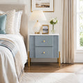 [variant:N856P406686C] Modern 2-Drawer Nightstand with Gold Accents – Blue image 1