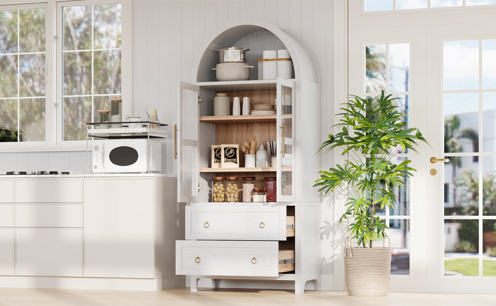 [variant:N853P387781W] Arched Glass-Door Pantry Cabinet – 71-Inch image 9