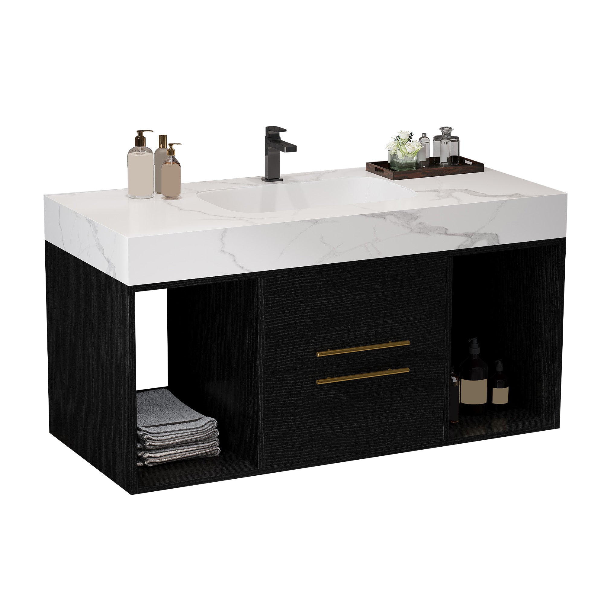 [variant:W5307S00005] Floating Bathroom Vanity with Ceramic Sink – 39.4-Inch image 8