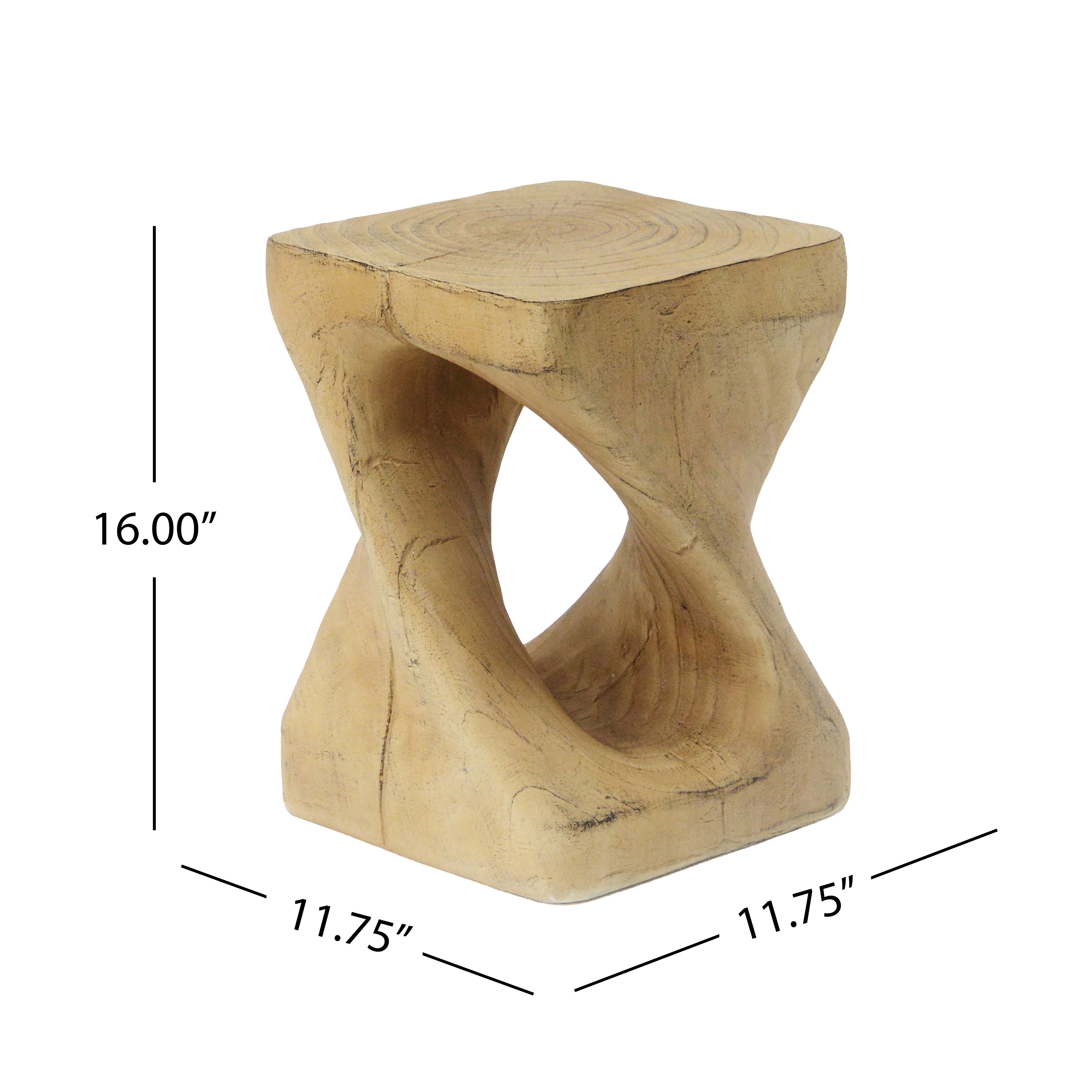Twisted Wood-Look Indoor/Outdoor Side Table — [variant:N911P479287N] Natural image 2