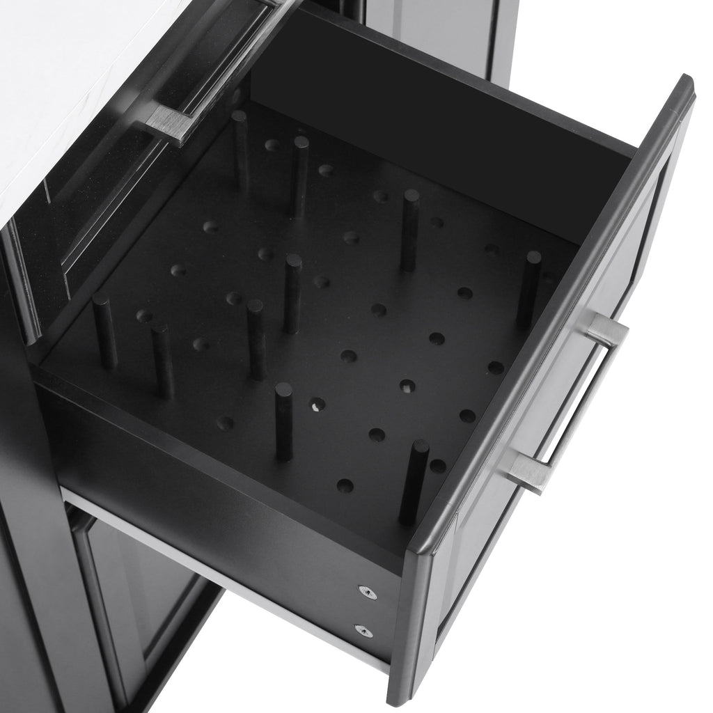[variant:N853P390045B] Rolling Kitchen Island with Tilt-Out Trash Cabinet – Black, 50.7-Inch image 18