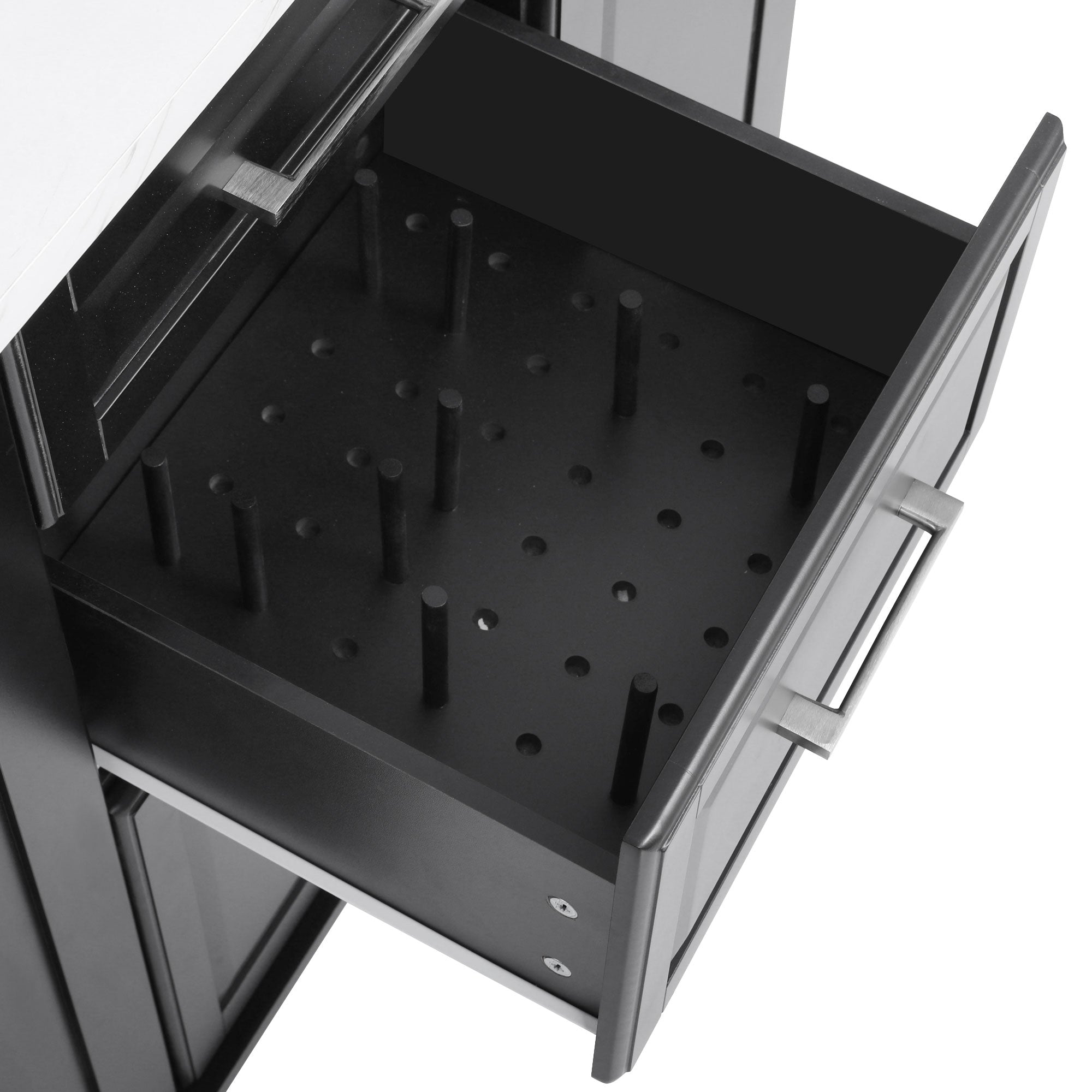 [variant:N853P390045B] Rolling Kitchen Island with Tilt-Out Trash Cabinet – Black, 50.7-Inch image 18