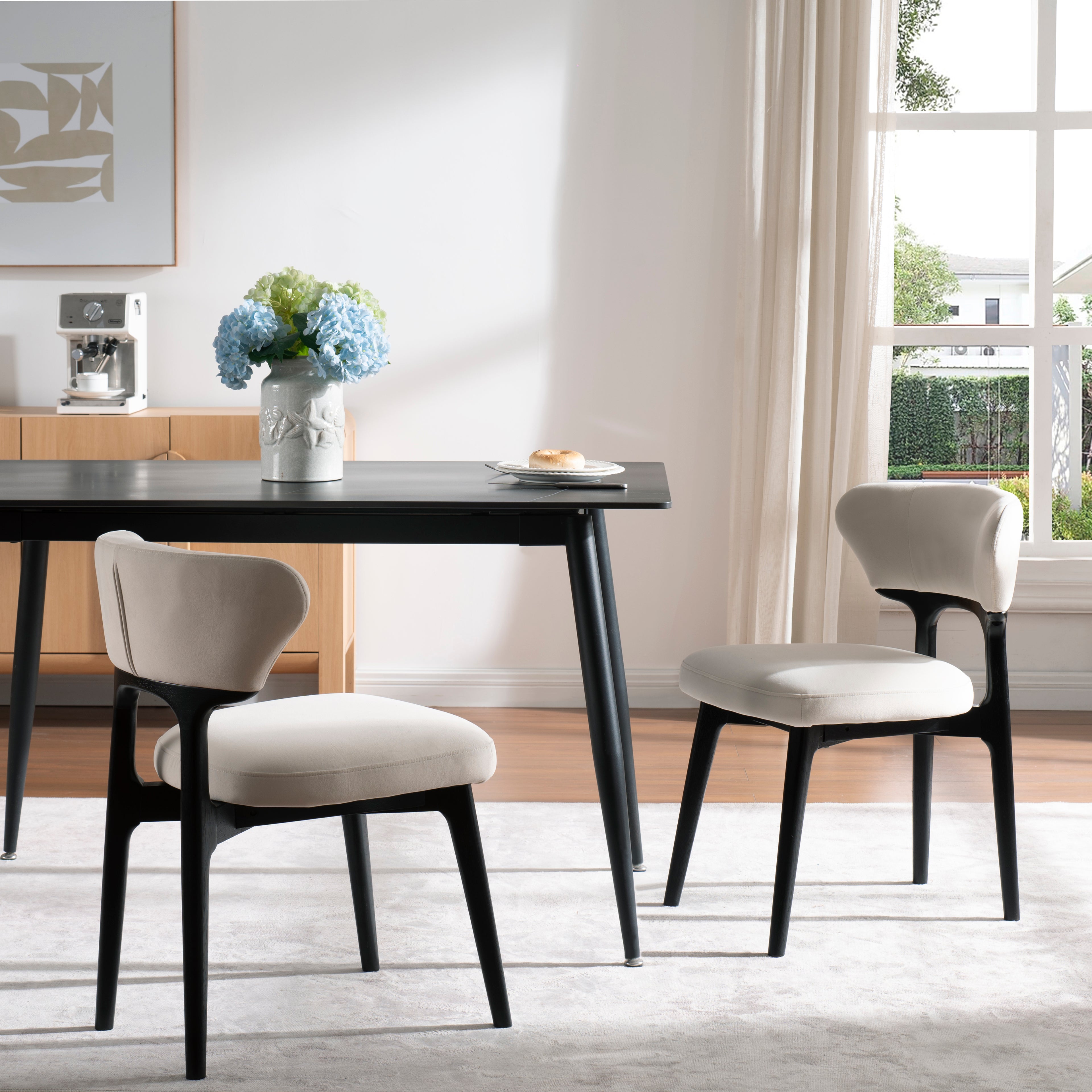 [variant:N876P312810A] Set of 2 Black Upholstered Solid Wood Dining Chairs image 11