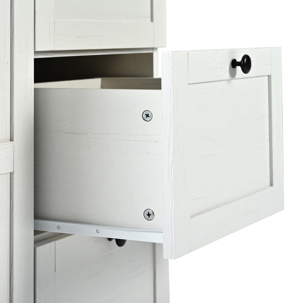 [variant:N853P379579W] Farmhouse Rolling Kitchen Island with Drop Leaf – White, 54.5-Inch image 3