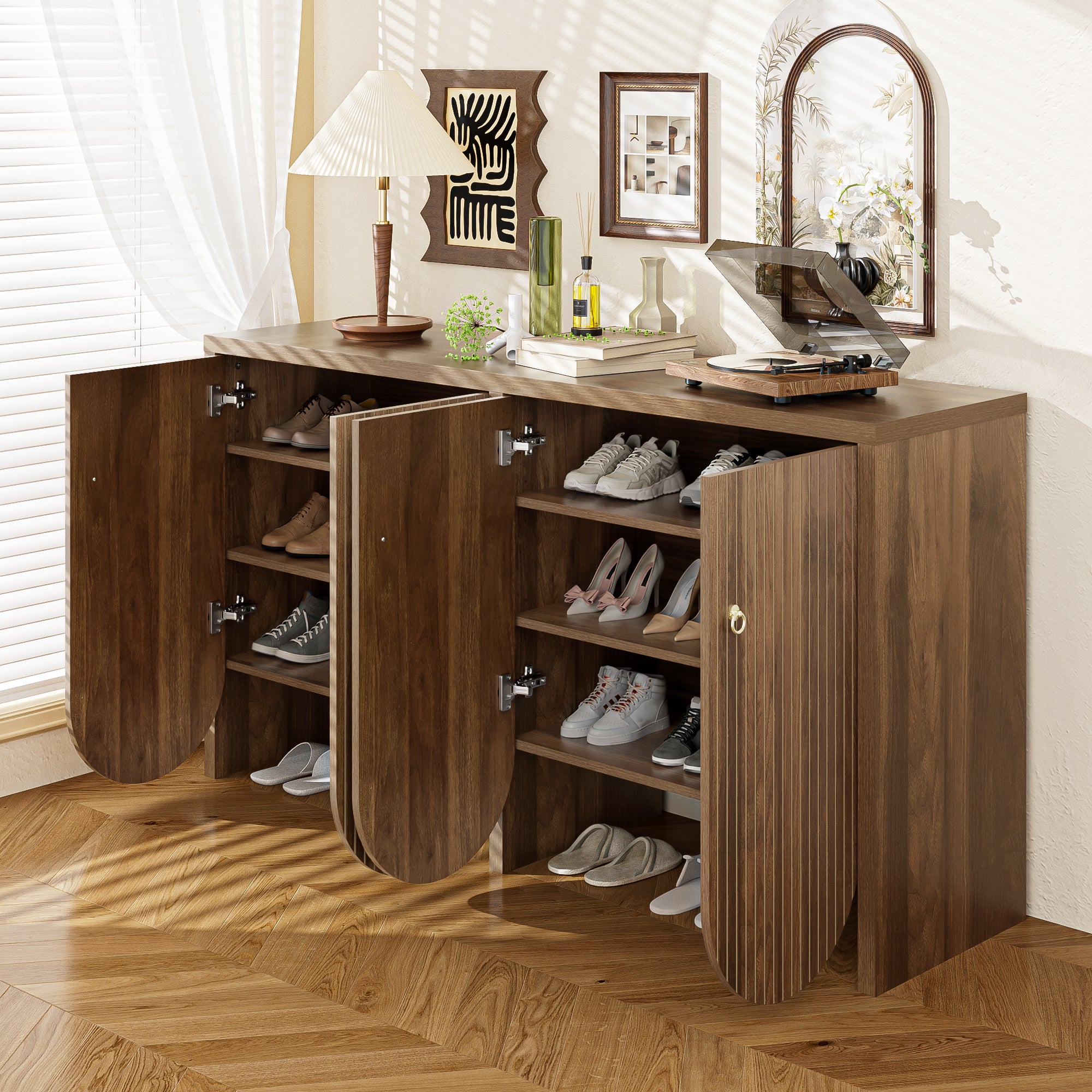 [variant:GA0002N] Fluted 4-Door Sideboard – Walnut image 5