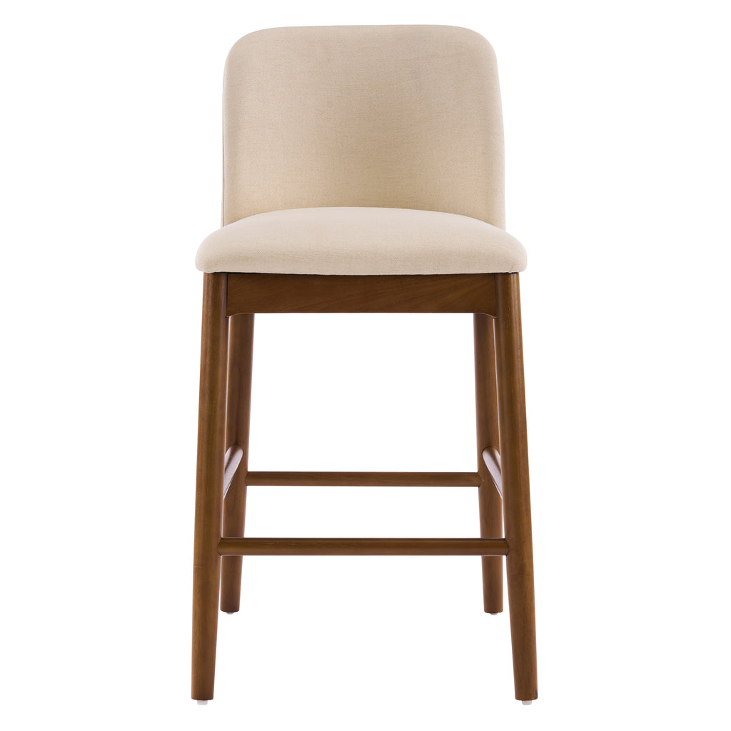 Upholstered Walnut Counter Stools – Sets of 2 or 4 — [variant:N897P439494W] Beige,Walnut image 5