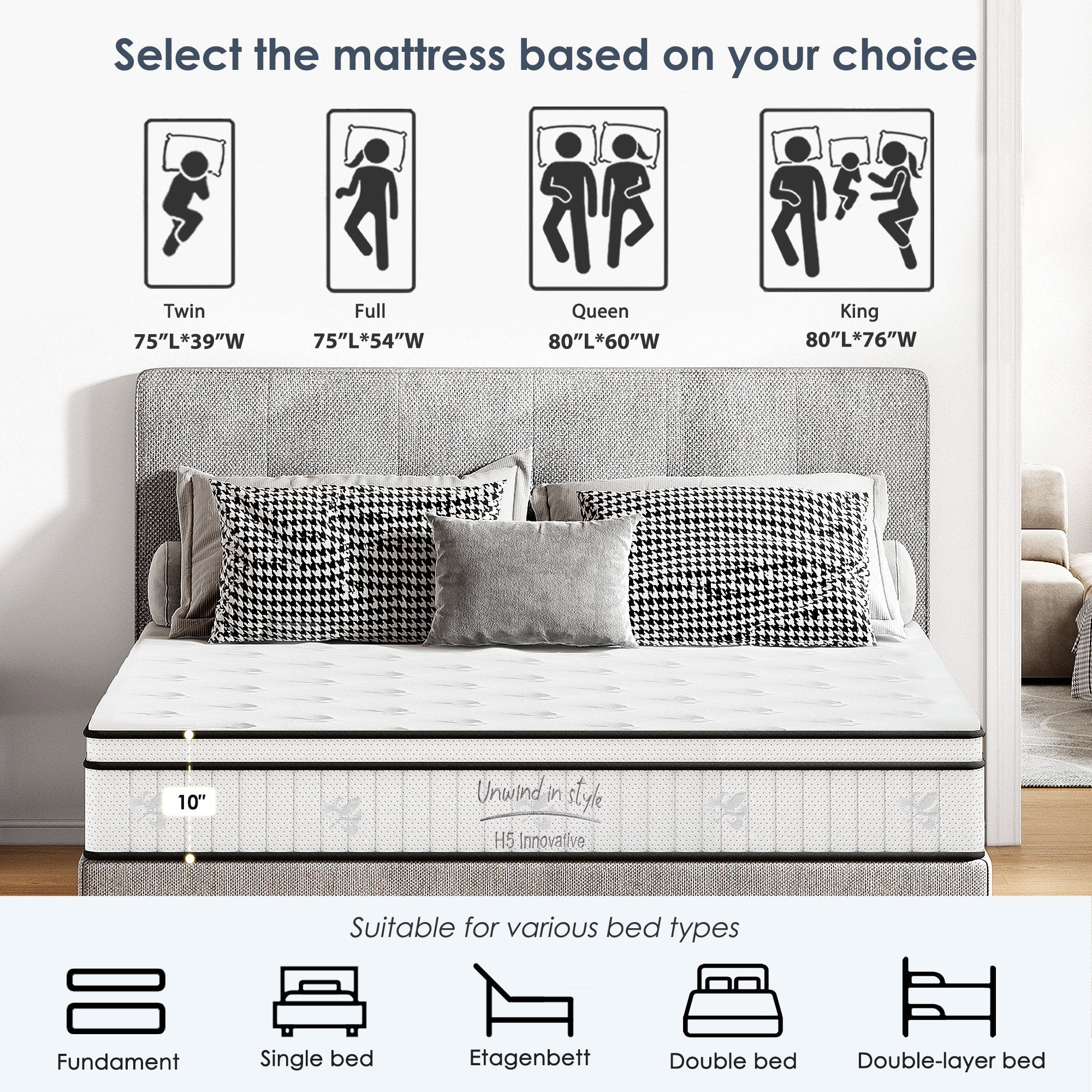 [variant:W3686P353680] Full Hybrid Memory Foam Mattress – 10-Inch image 17