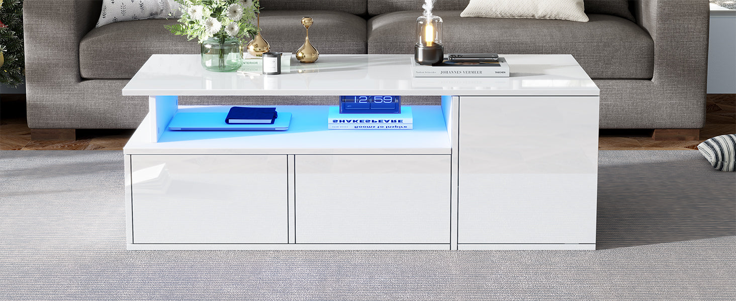 [variant:N892P428788W] High-Gloss LED Coffee Table with Open Storage image 56