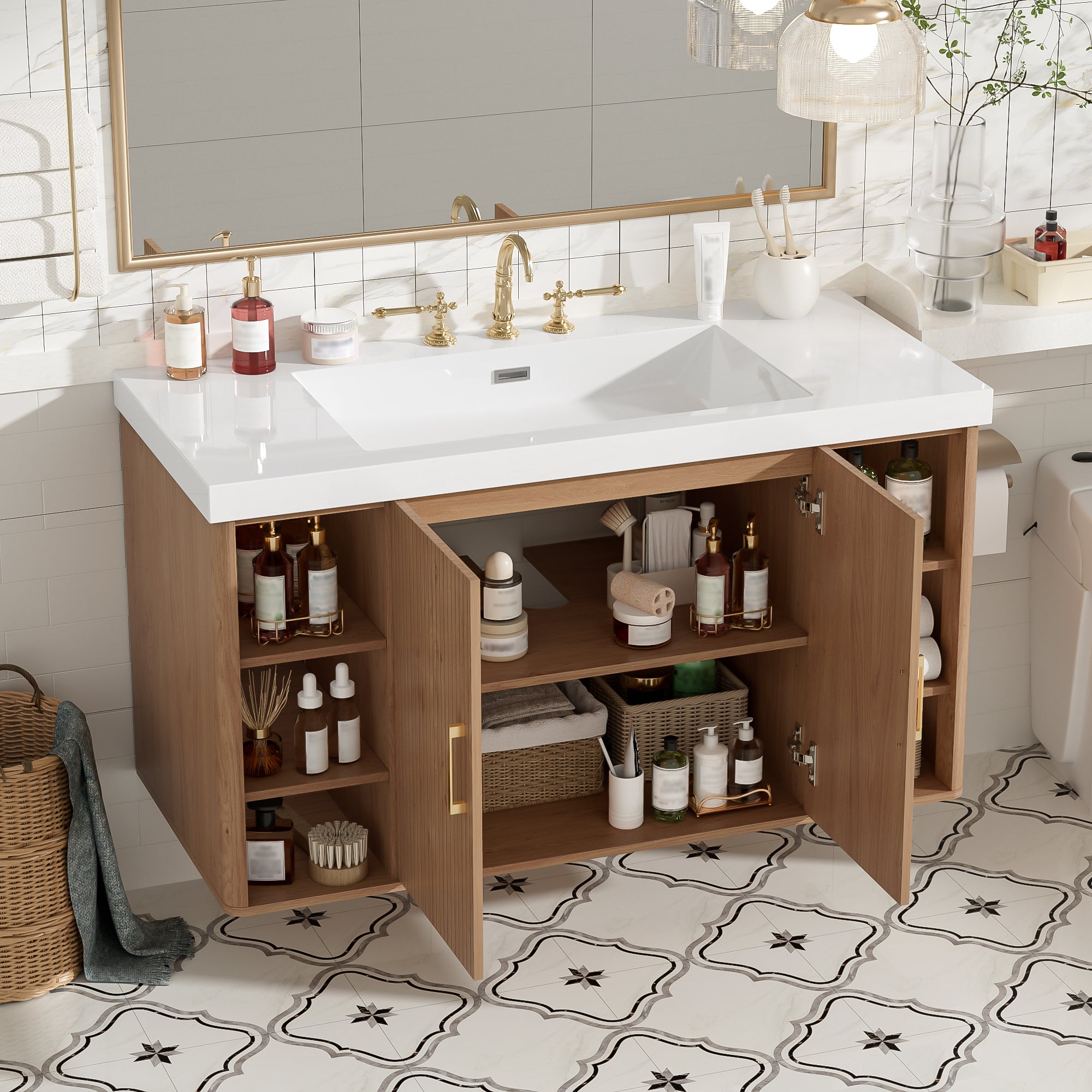 [variant:N729P000039N] Wall-Mounted Bathroom Vanity with SMC Sink – 42-Inch image 2