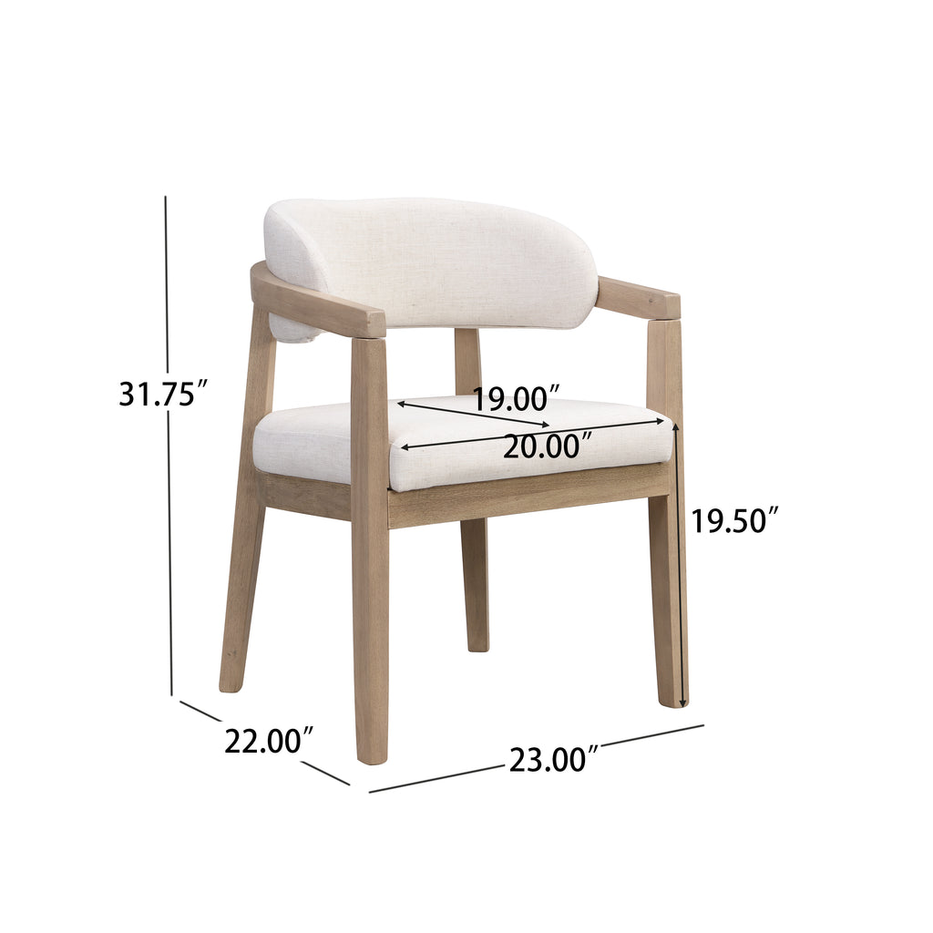 [variant:N872P357172A] Set of 2 Modern Rubberwood Dining Armchairs – Beige image 11