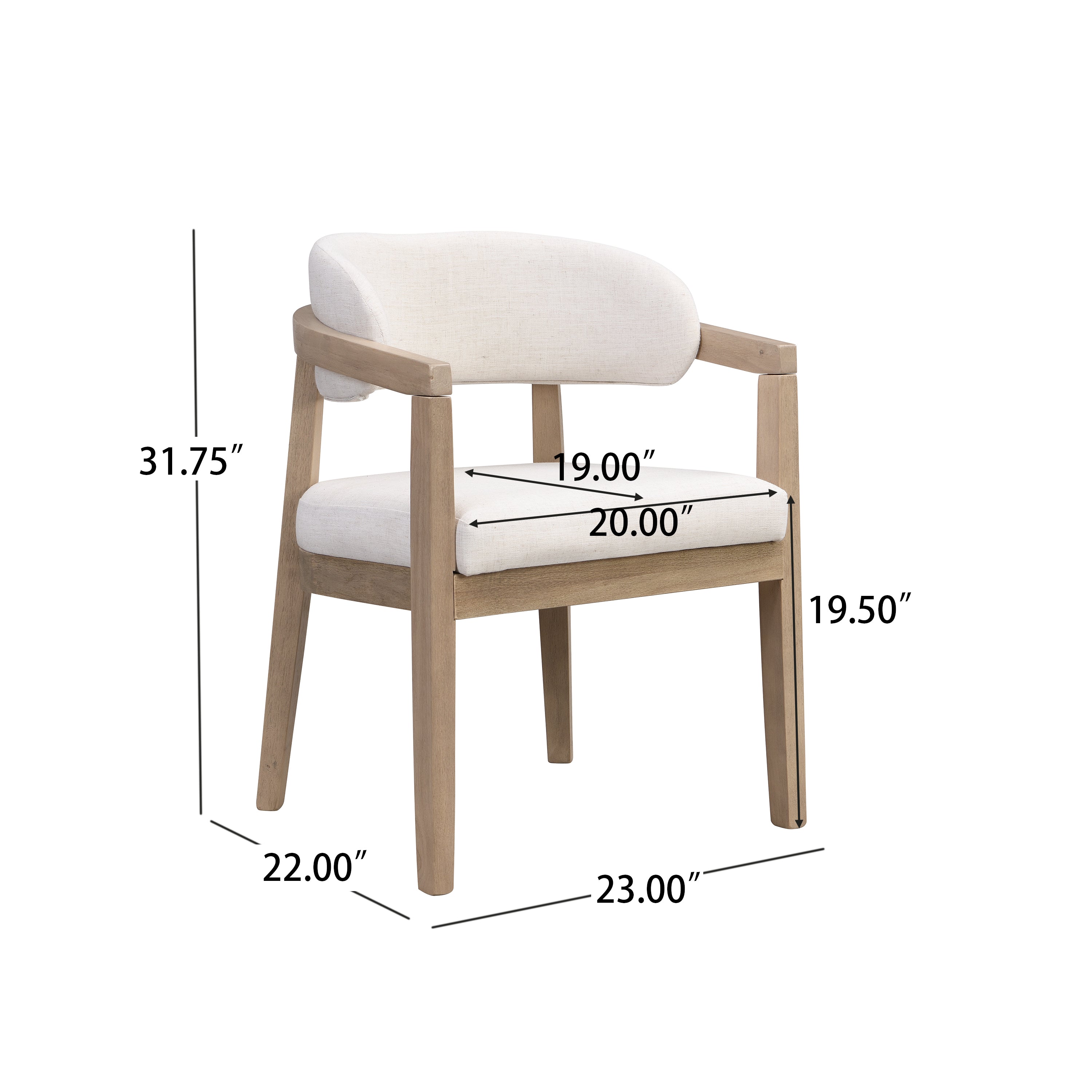 [variant:N872P357172A] Set of 2 Modern Rubberwood Dining Armchairs – Beige image 11