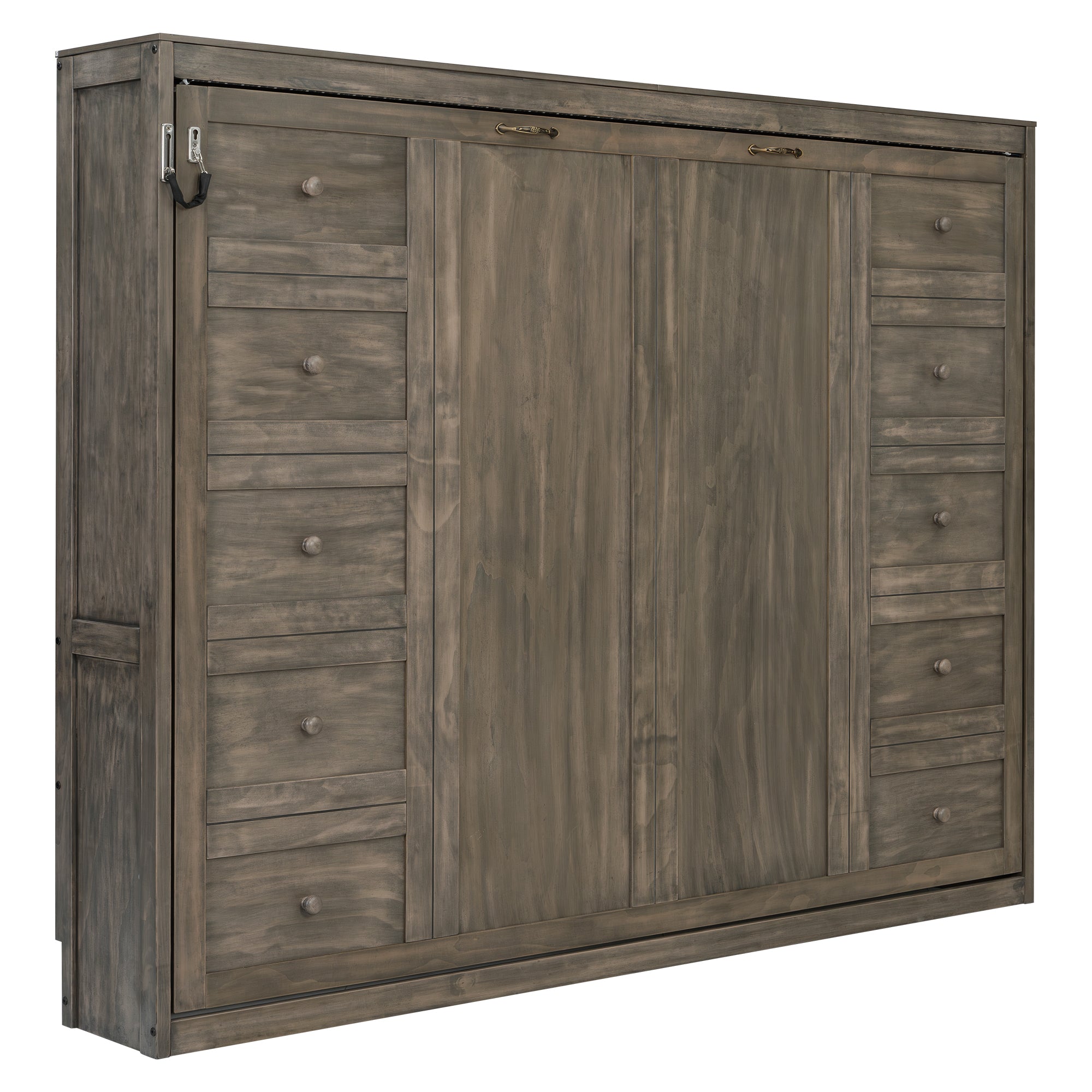[variant:N8470004035D-1] Queen LED Murphy Bed Cabinet – Brown image 15