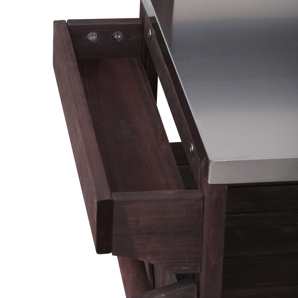 [variant:N853P386135Z] Outdoor Grill Cart with Raised Shelf – Dark Brown, 53.3-Inch image 38