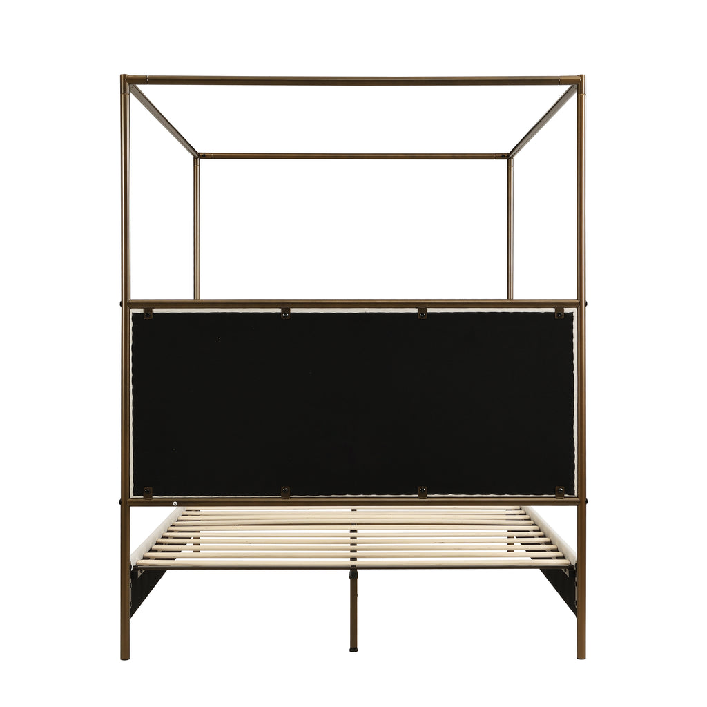 [variant:N859Q000022I] Queen Linen Upholstered Canopy Bed – Beige & Bronze image 11