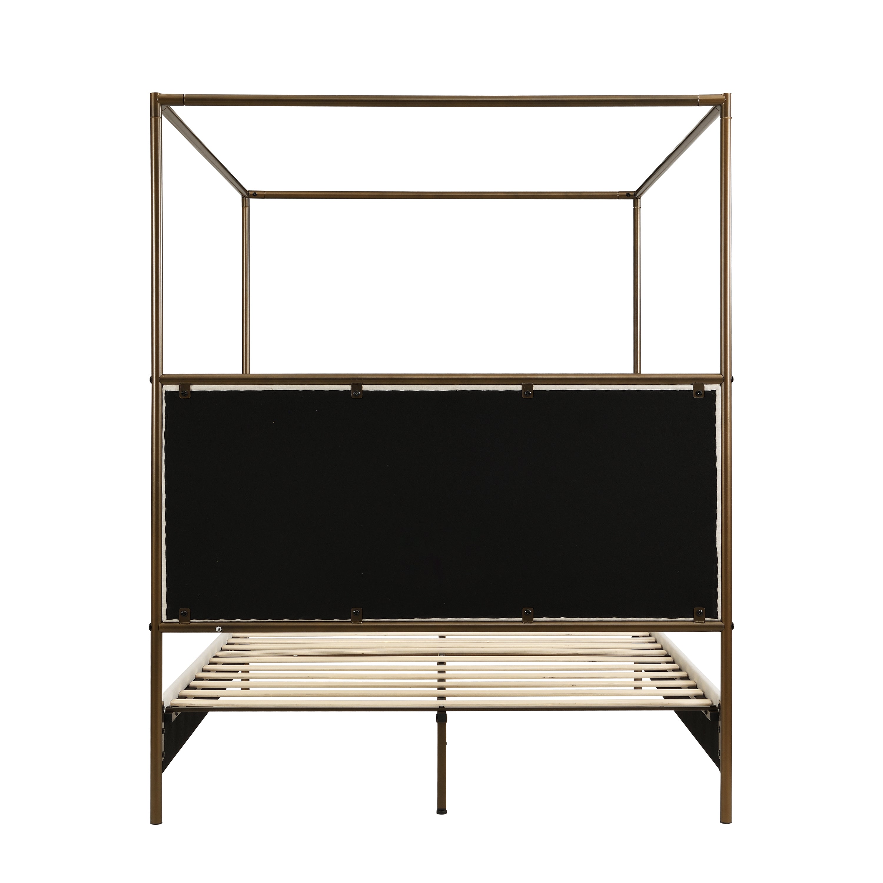 [variant:N859Q000022I] Queen Linen Upholstered Canopy Bed – Beige & Bronze image 11