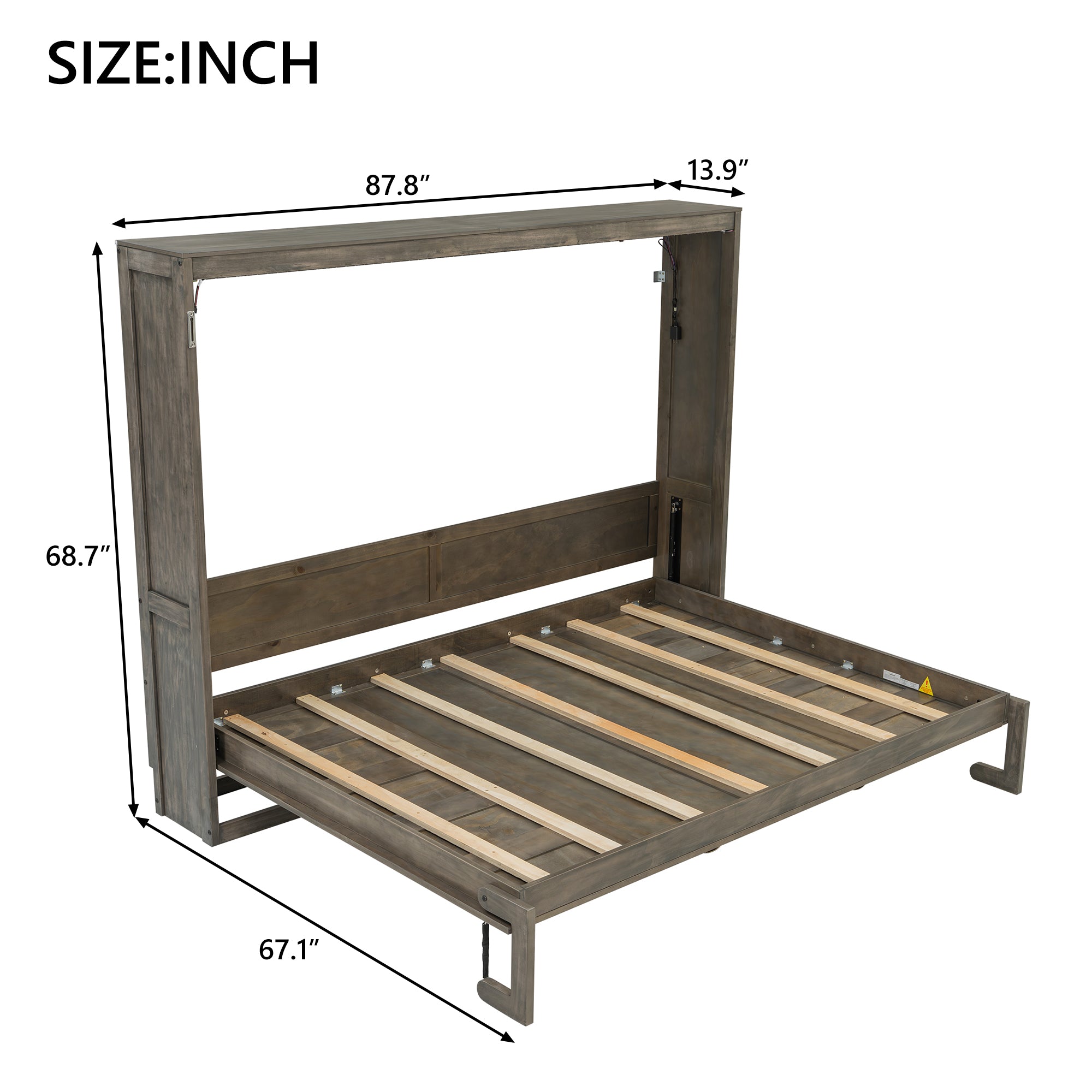 [variant:N8470004035D-1] Queen LED Murphy Bed Cabinet – Brown image 11