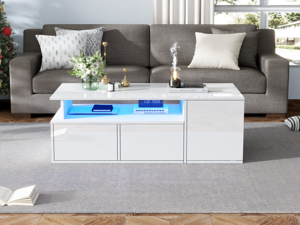 [variant:N892P428788W] High-Gloss LED Coffee Table with Open Storage image 12