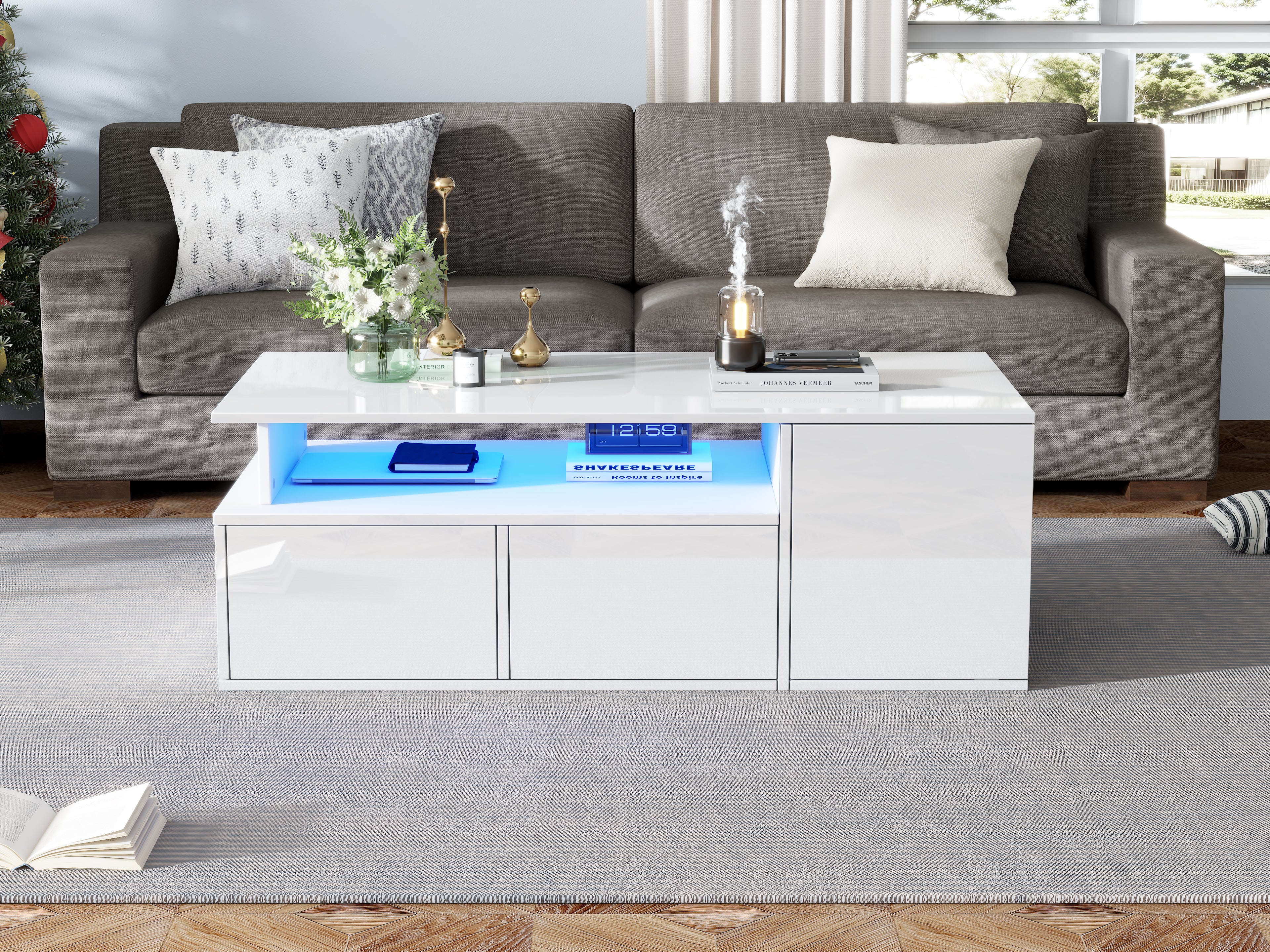 [variant:N892P428788W] High-Gloss LED Coffee Table with Open Storage image 12