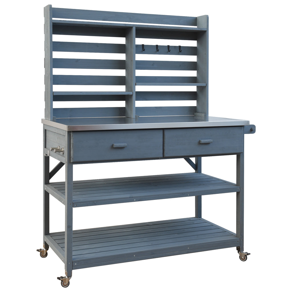 [variant:N853P386121G] Rolling Outdoor Potting Bench with Stainless Steel Top image 42