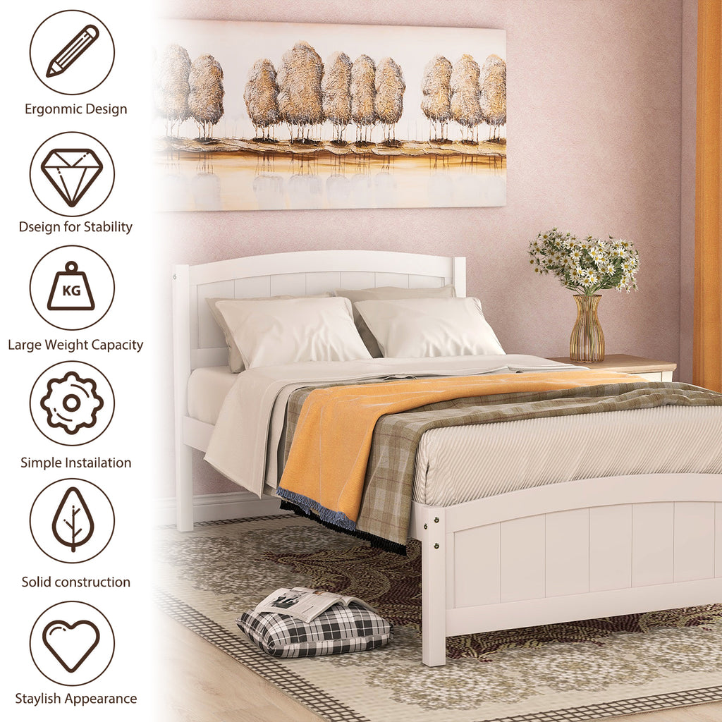 [variant:N850P475815K] Twin Platform Bed with Headboard and Footboard – White image 4