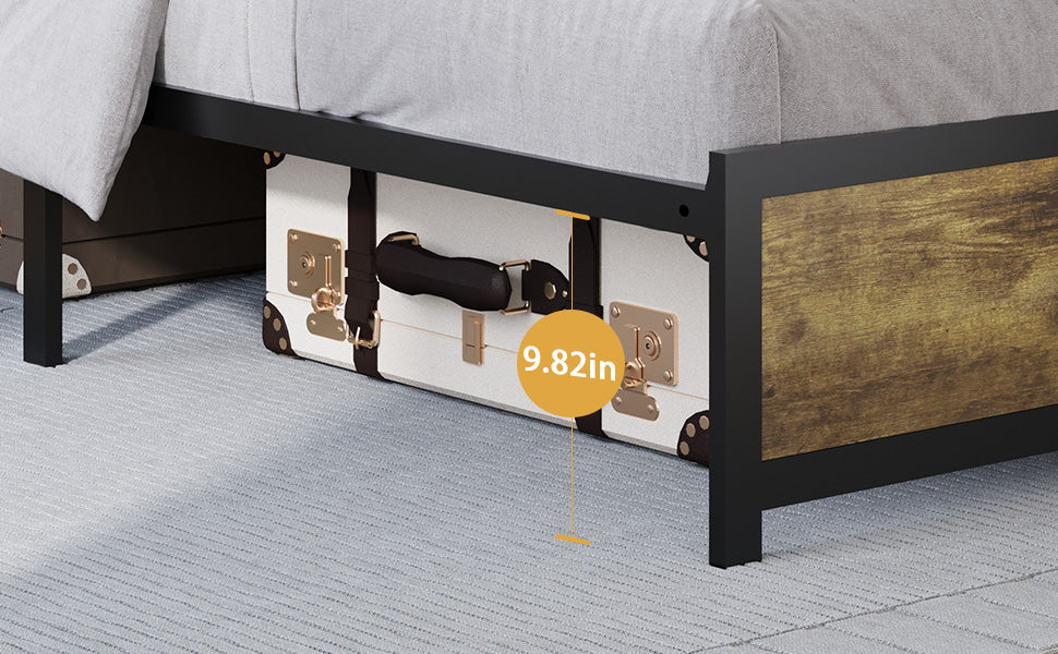 [variant:W5658P486993] Queen Metal Platform Bed with Storage Headboard & Charging Station image 3