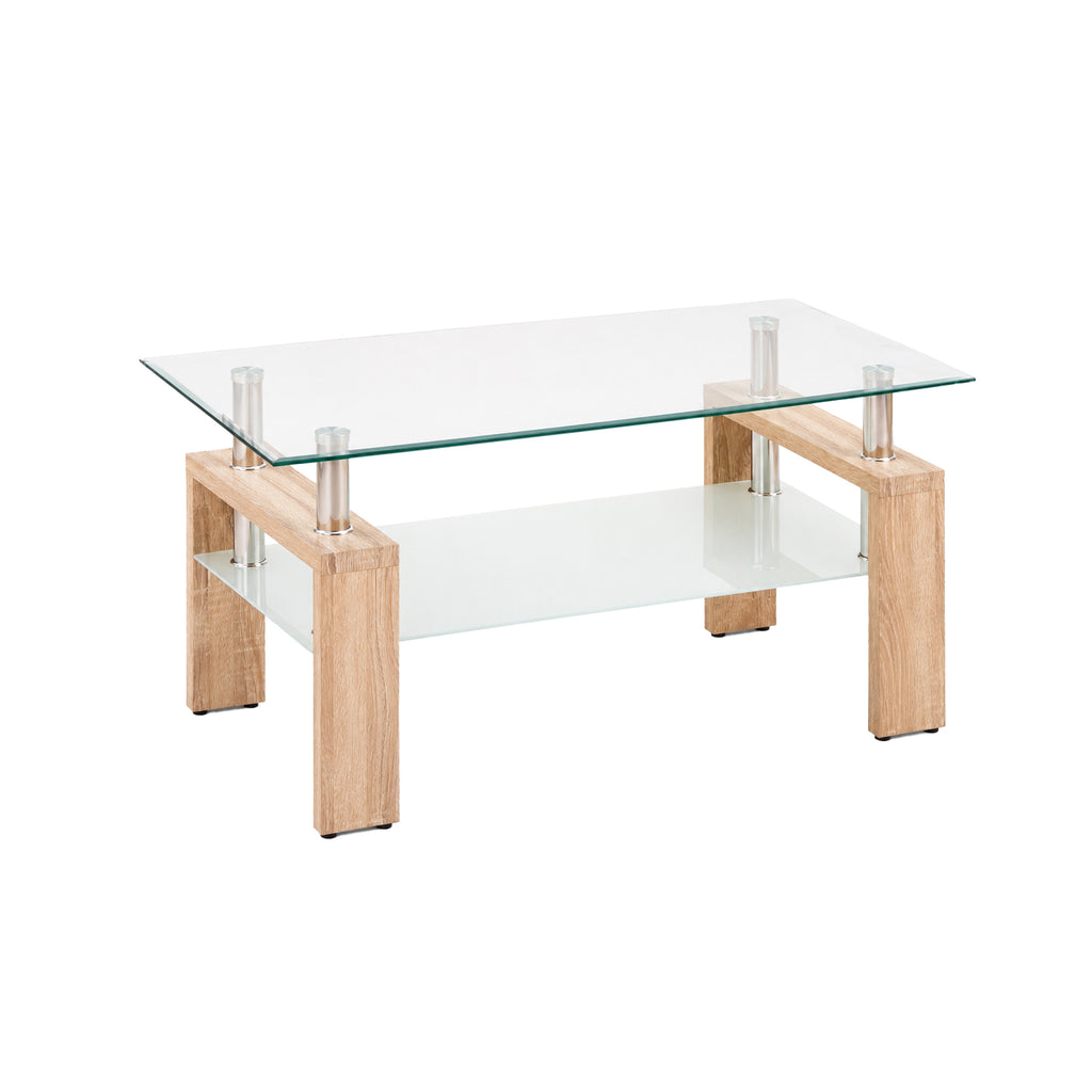 Modern Tempered Glass Coffee Table – Natural or Black — [variant:W3738P364267] Natural image 4