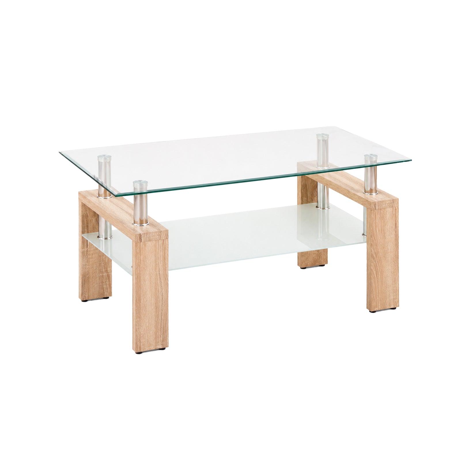 Modern Tempered Glass Coffee Table – Natural or Black — [variant:W3738P364267] Natural image 4