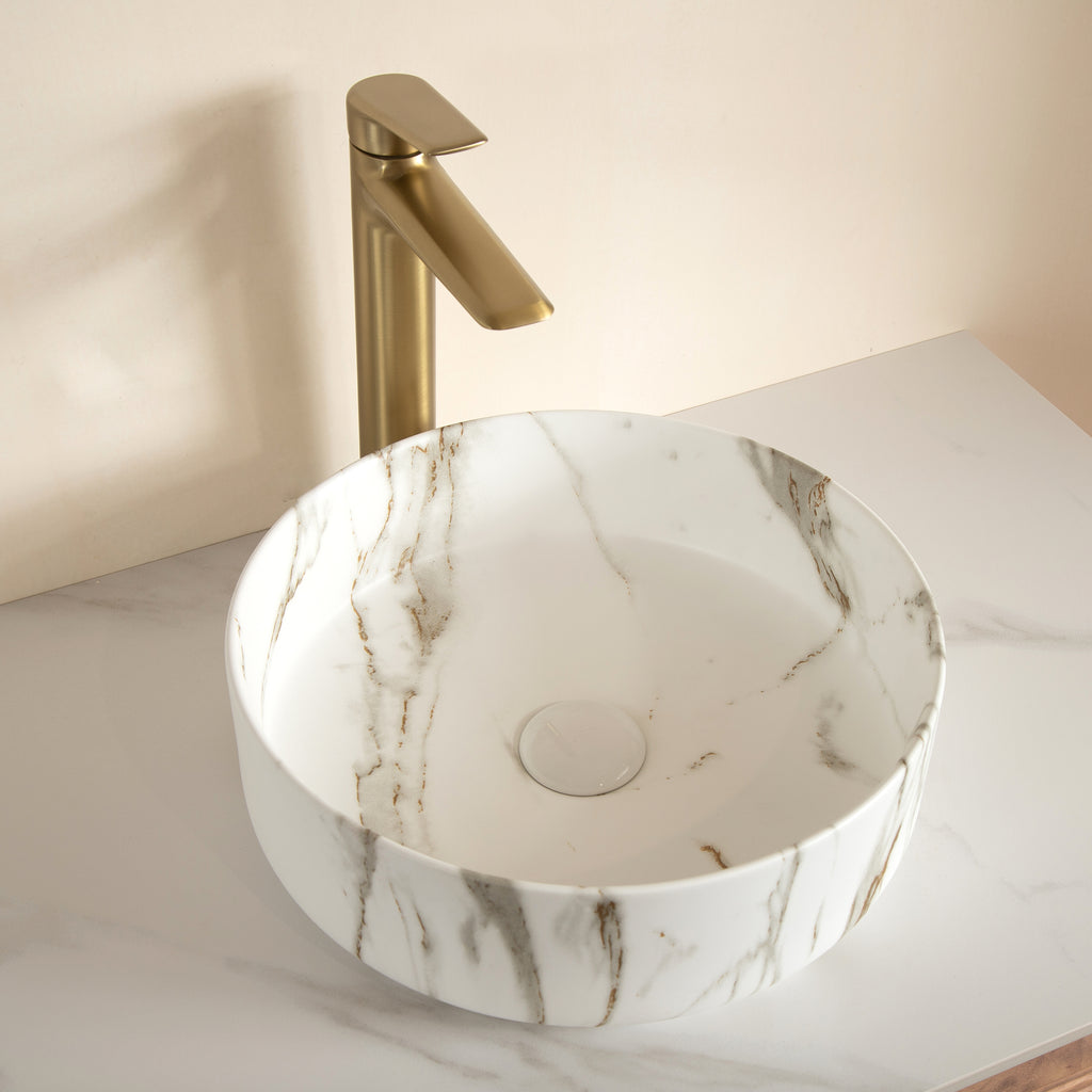Round Vessel Bathroom Sink – 14-Inch — [variant:W6063P512743] White image 2