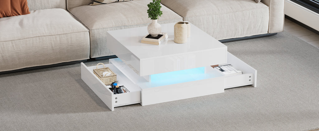 [variant:N892P407973W] White Lift-Top LED Coffee Table with 2 Drawers image 19
