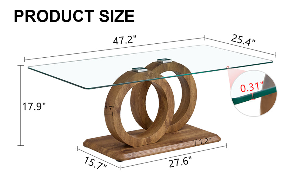 [variant:W3806P439658] Double-Ring Glass Coffee Table image 8