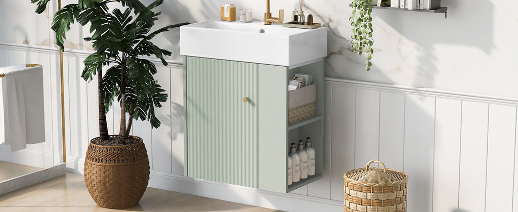 [variant:N729P170388F] Floating Bathroom Vanity with Ceramic Basin – 21.6-Inch, Green image 18