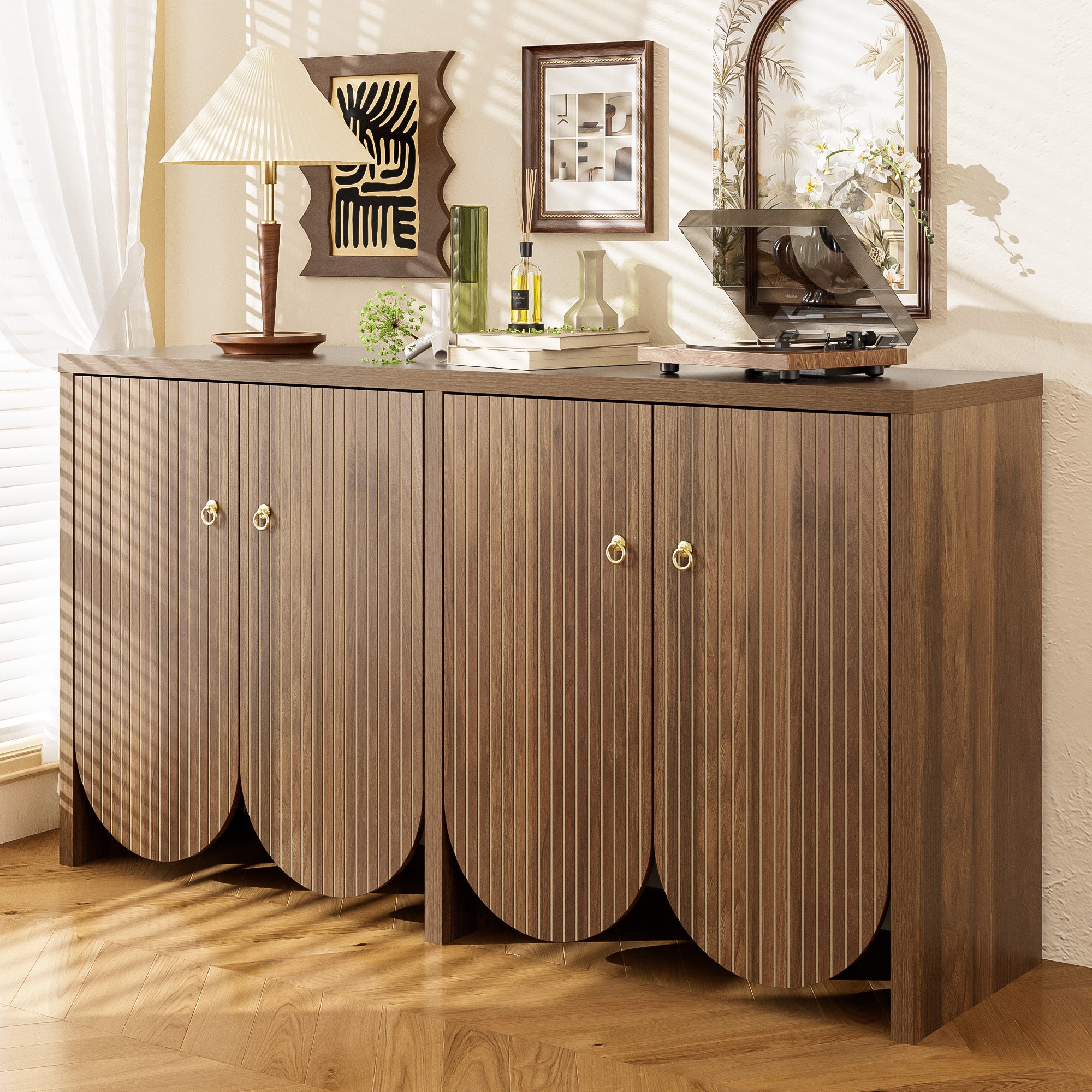 [variant:GA0002N] Fluted 4-Door Sideboard – Walnut image 2