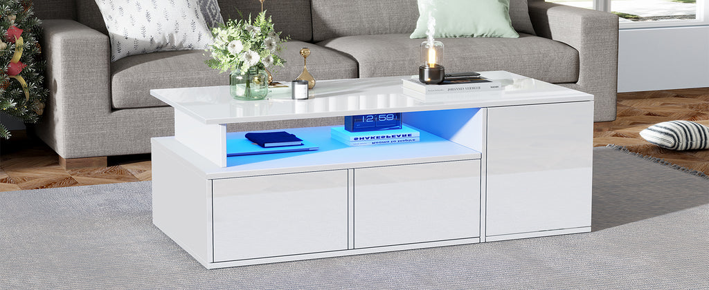 [variant:N892P428788W] High-Gloss LED Coffee Table with Open Storage image 55