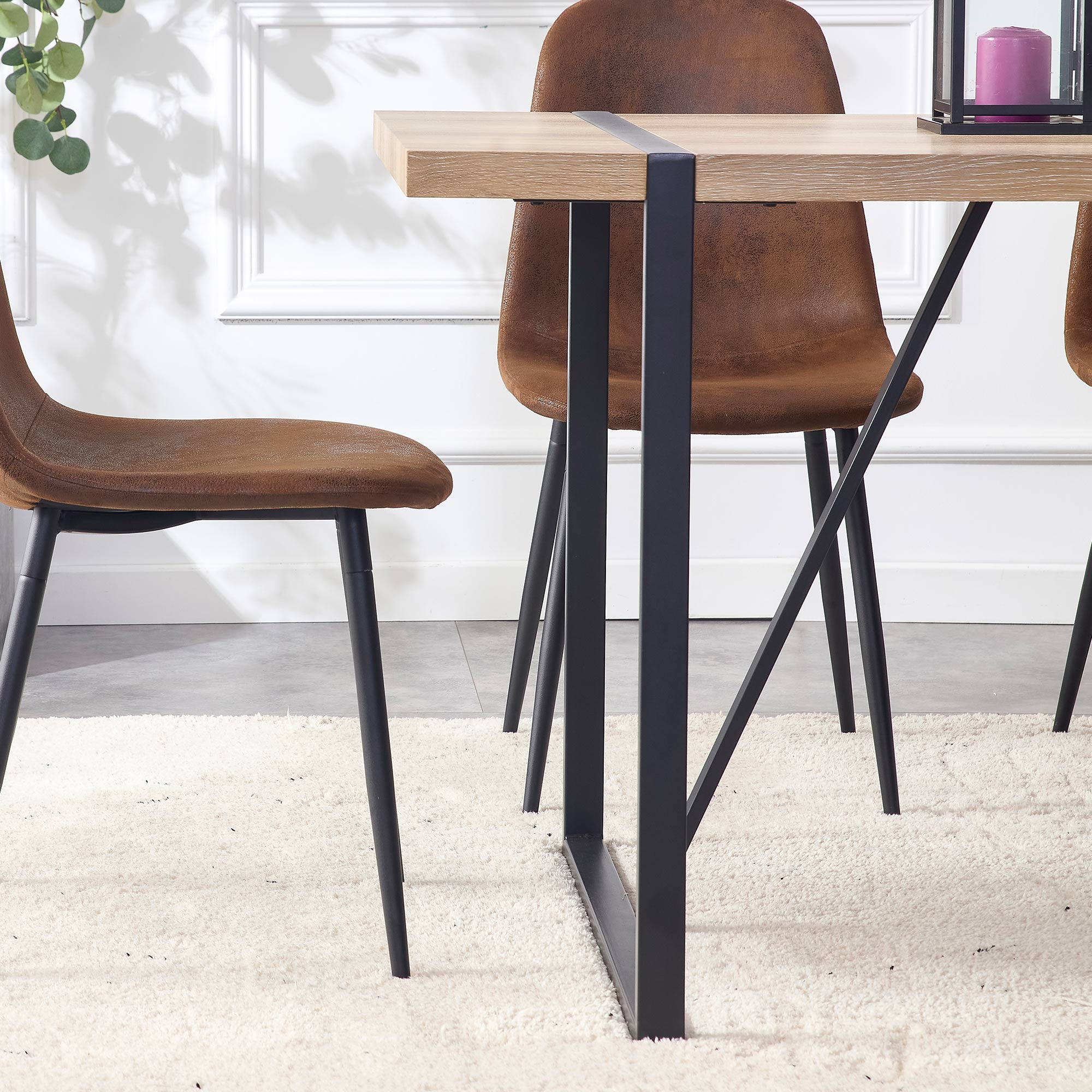 [variant:W3806P405273] Wood-Grain Dining Table – 55-Inch image 14