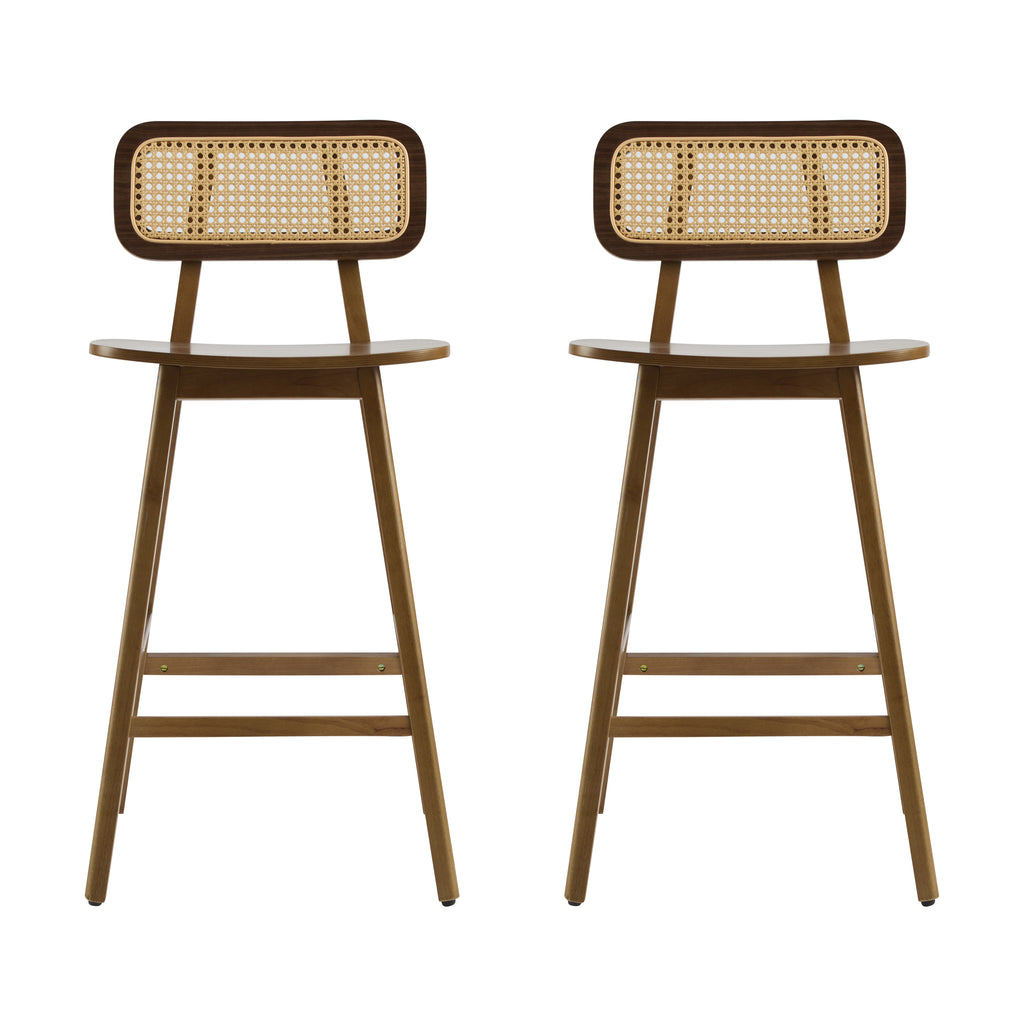 Walnut Rattan Counter Stools – Set of 2 or 4 — [variant:N897P439500W] Walnut image 4