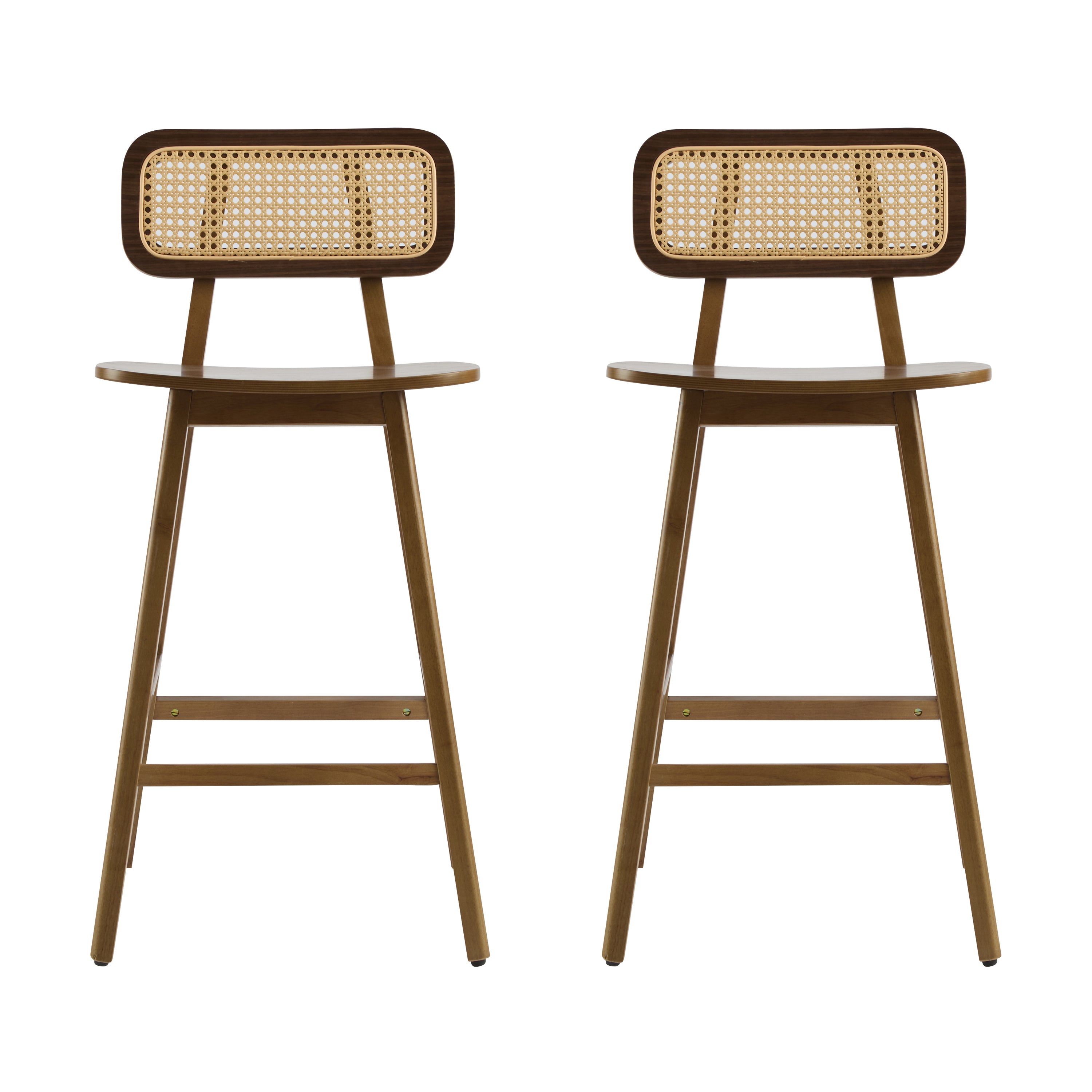 Walnut Rattan Counter Stools – Set of 2 or 4 — [variant:N897P439500W] Walnut image 4