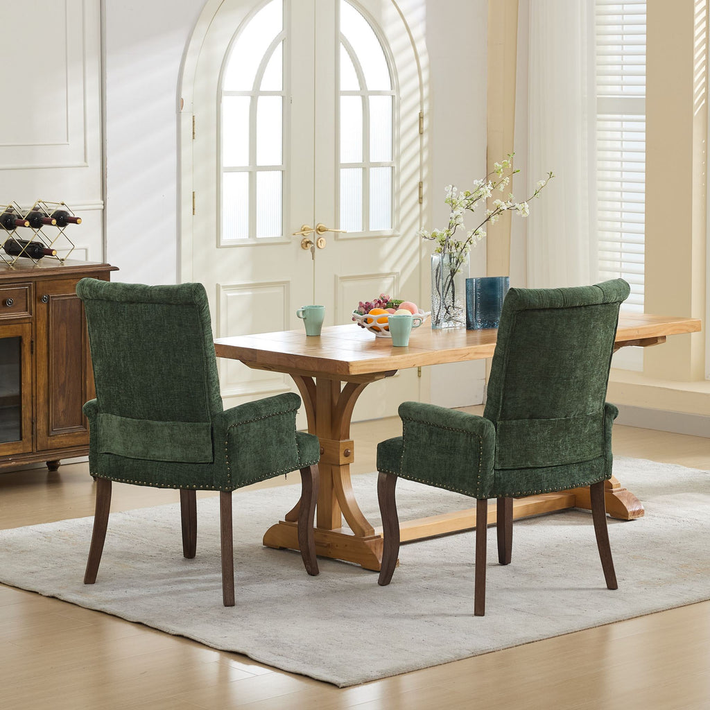 [variant:W5755P503872] Tufted Chenille Dining Armchair – Olive Green image 18