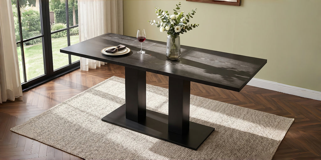 White Marble-Look Dining Table – 71-Inch — [variant:N859P472973S] Black image 12