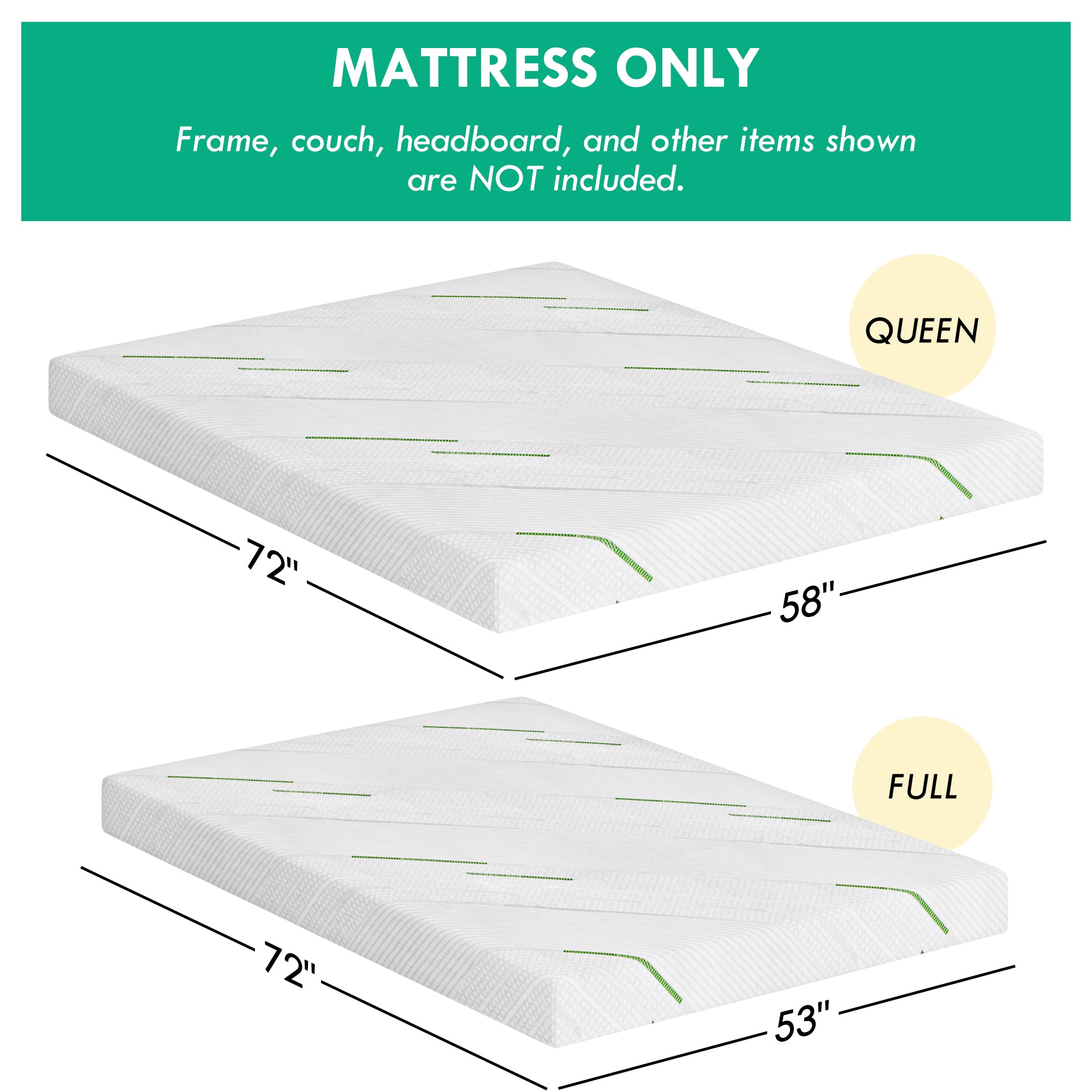 [variant:W3686P477347] Queen Memory Foam Sofa Bed Mattress – 3-Inch, White image 4