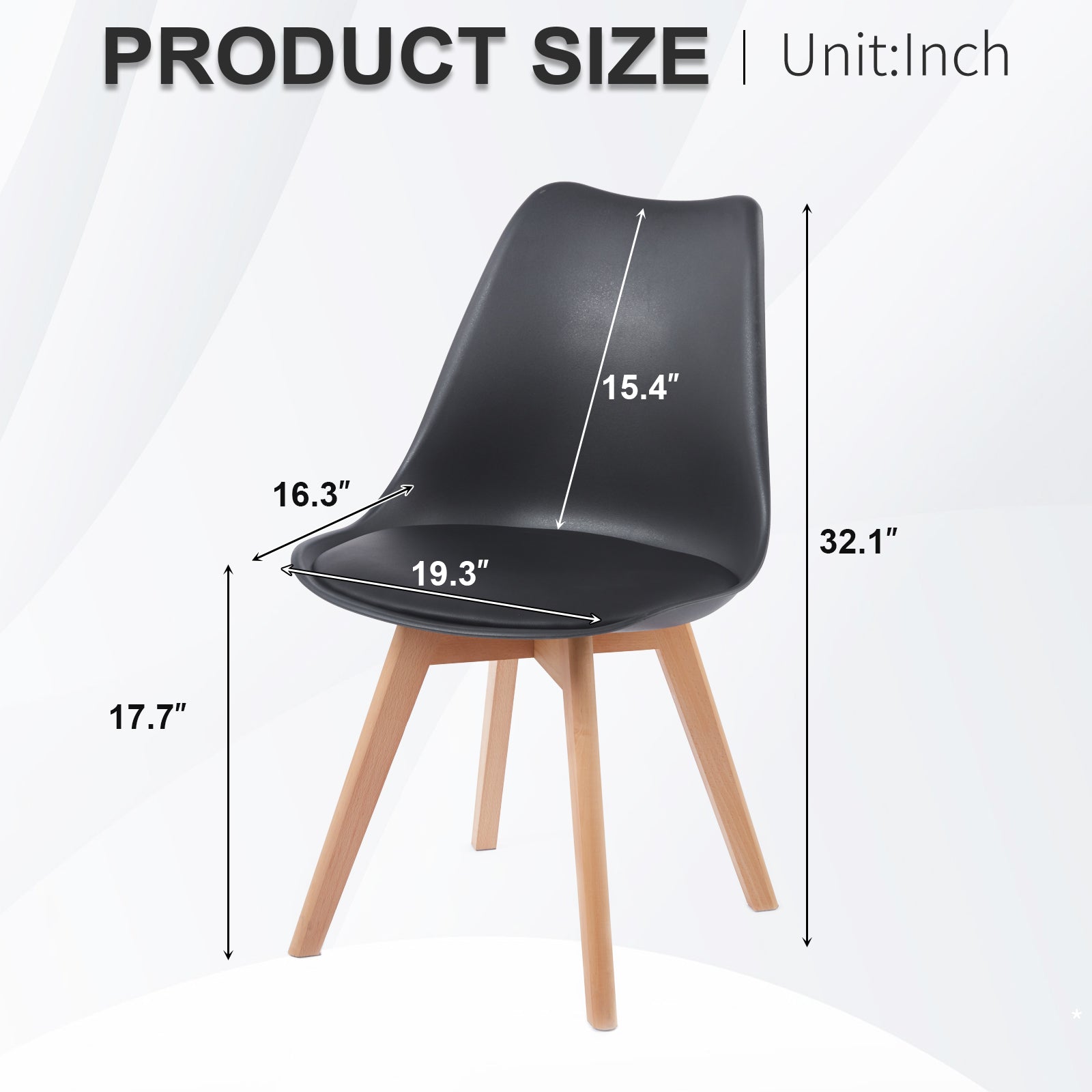 [variant:W3738P431300] Set of 2 Modern Black PU Leather Dining Chairs image 5