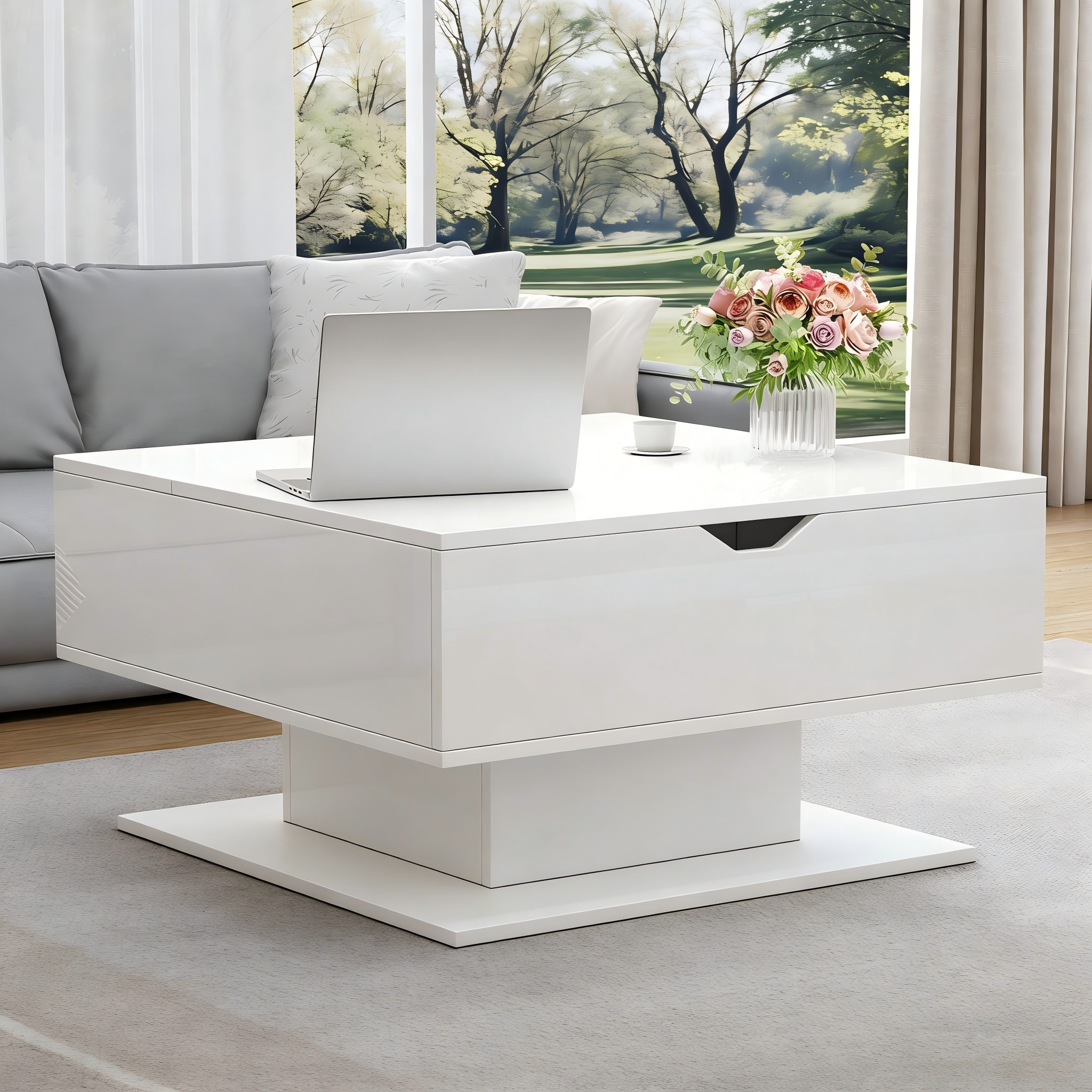 [variant:N892P428789W] High-Gloss Hydraulic Lift Coffee Table with Storage image 4